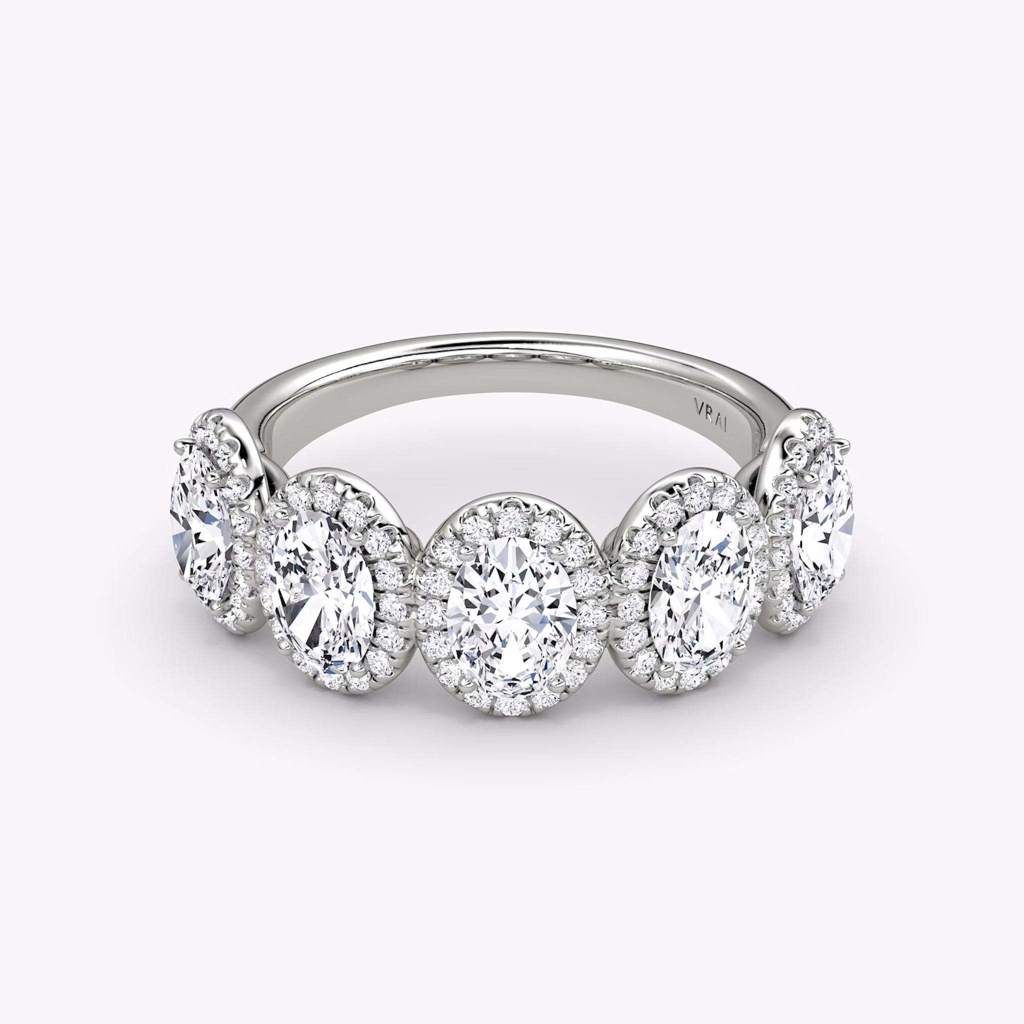 The Five Stone Halo Band | Oval | 18k | White Gold