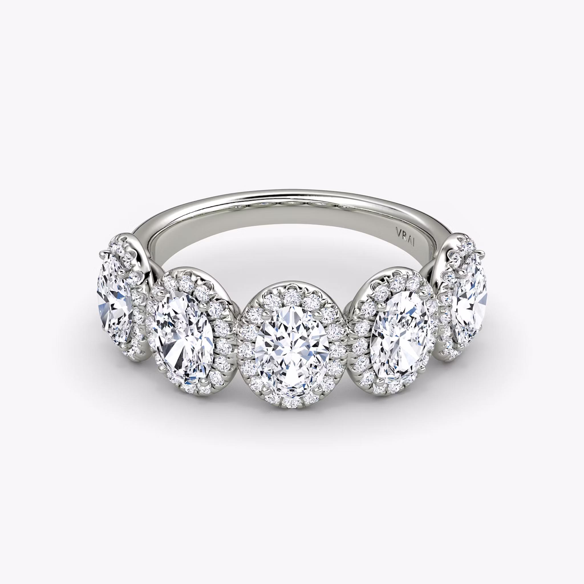 The Five Stone Halo Band Oval | White Gold