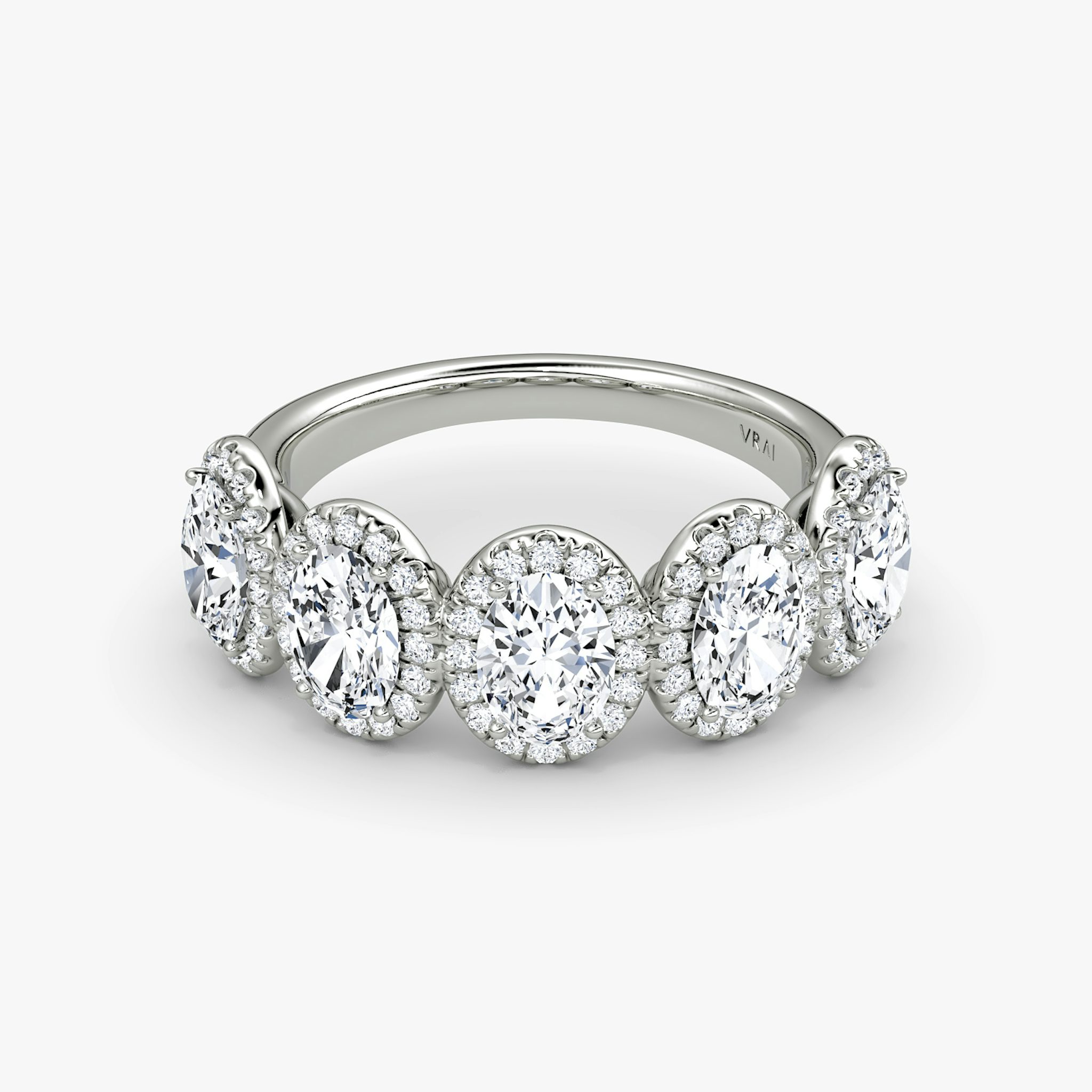 The Five Stone Halo Band | Oval | 18k | White Gold