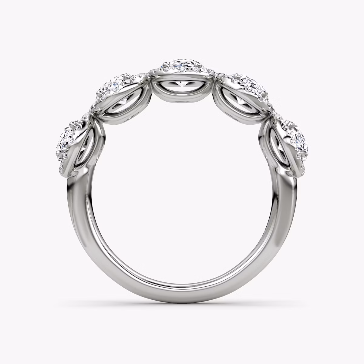 The Five Stone Halo Band | Oval | Platinum