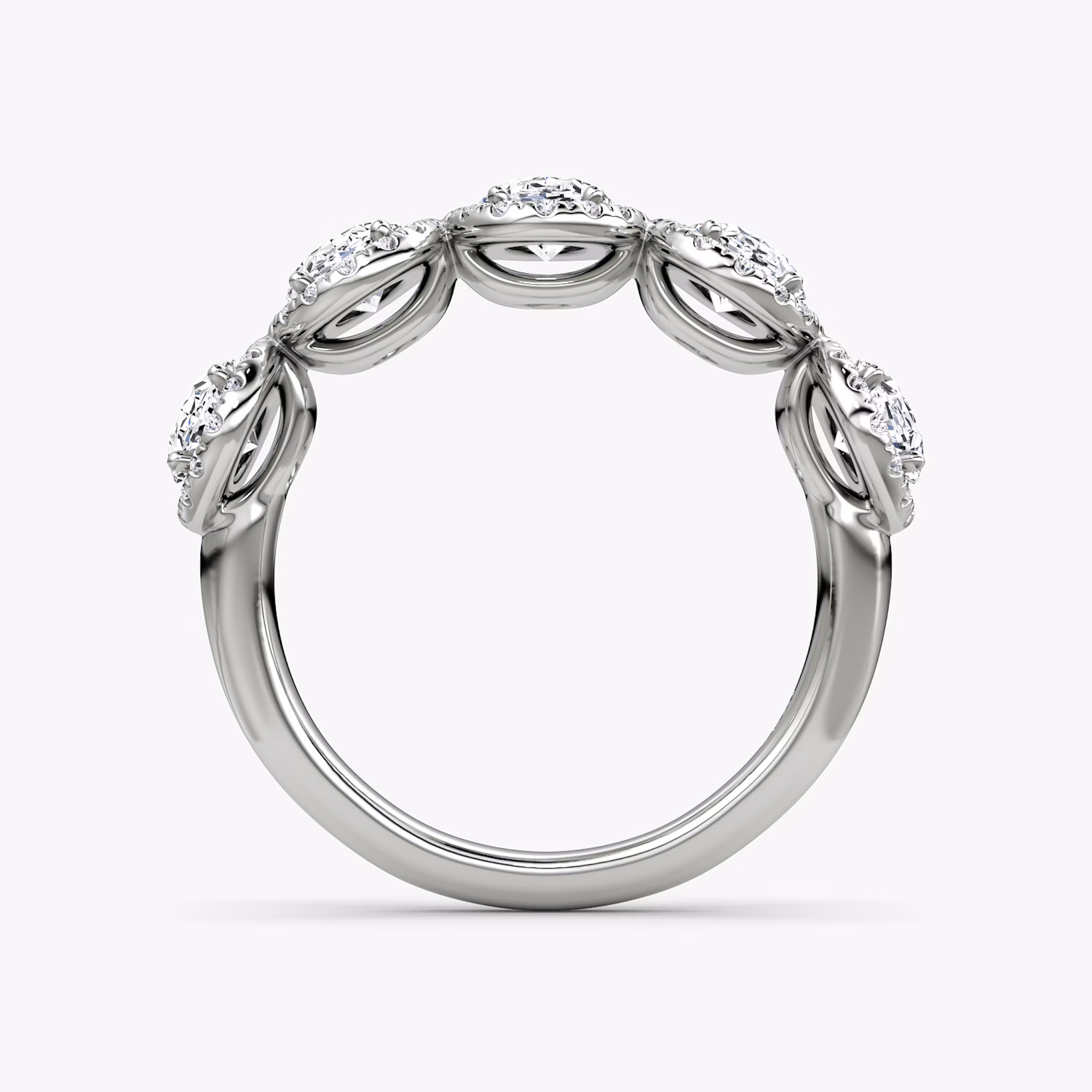 The Five Stone Halo Band | Oval | 18k | White Gold