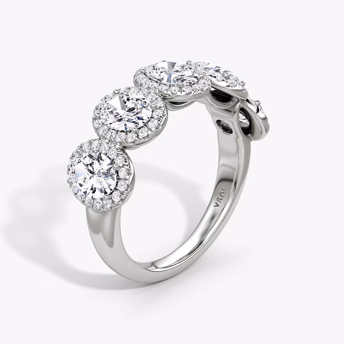 The Five Stone Halo Band | Oval | Platinum
