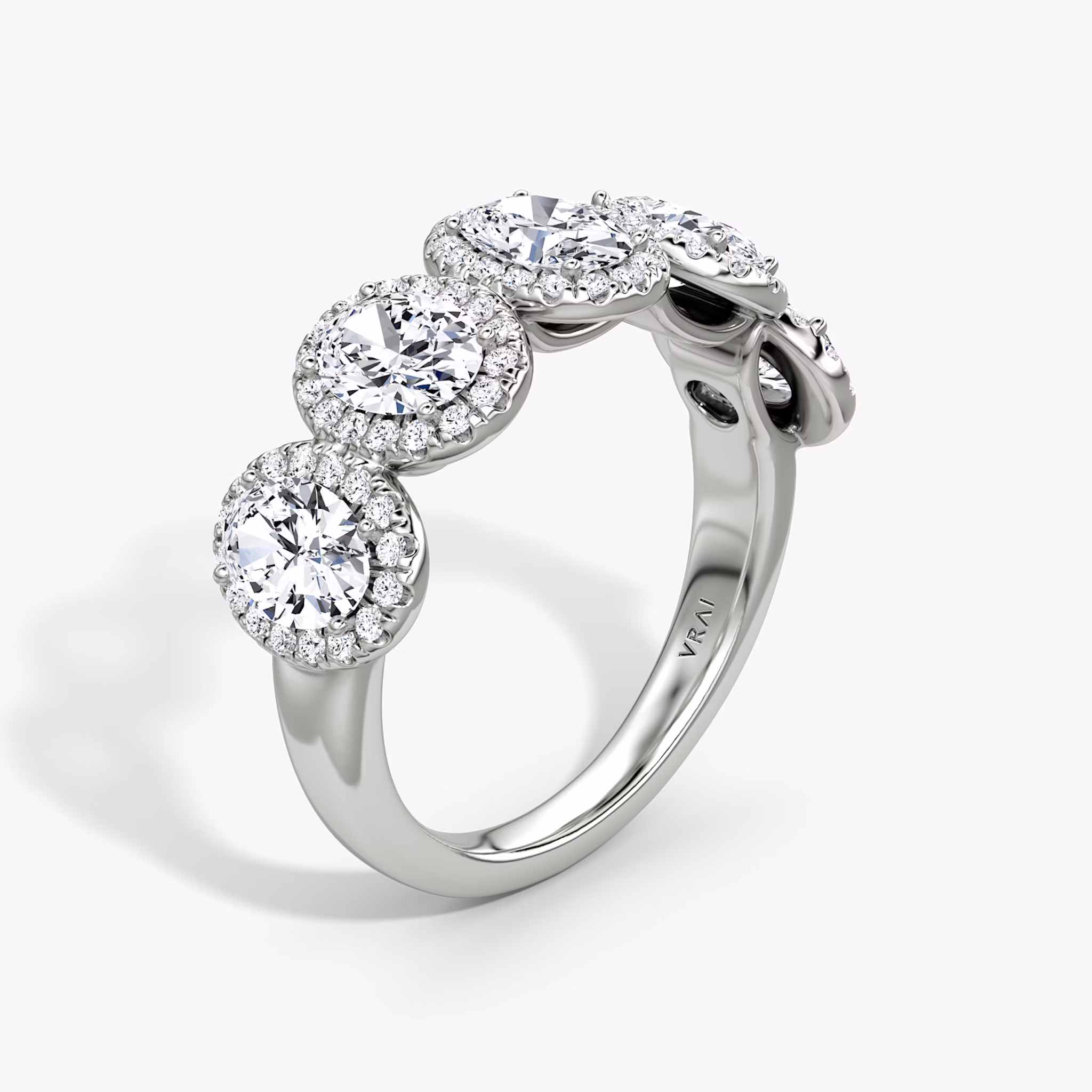 The Five Stone Halo Band | Oval | 18k | White Gold