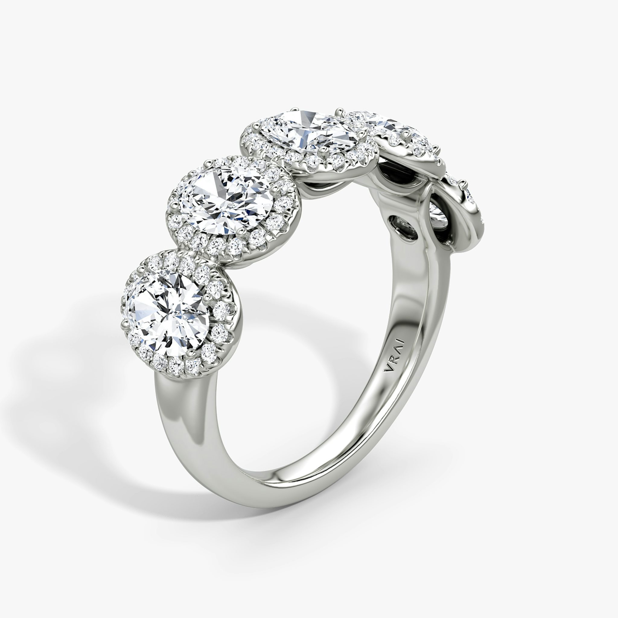 The Five Stone Halo Band | Oval | 18k | White Gold