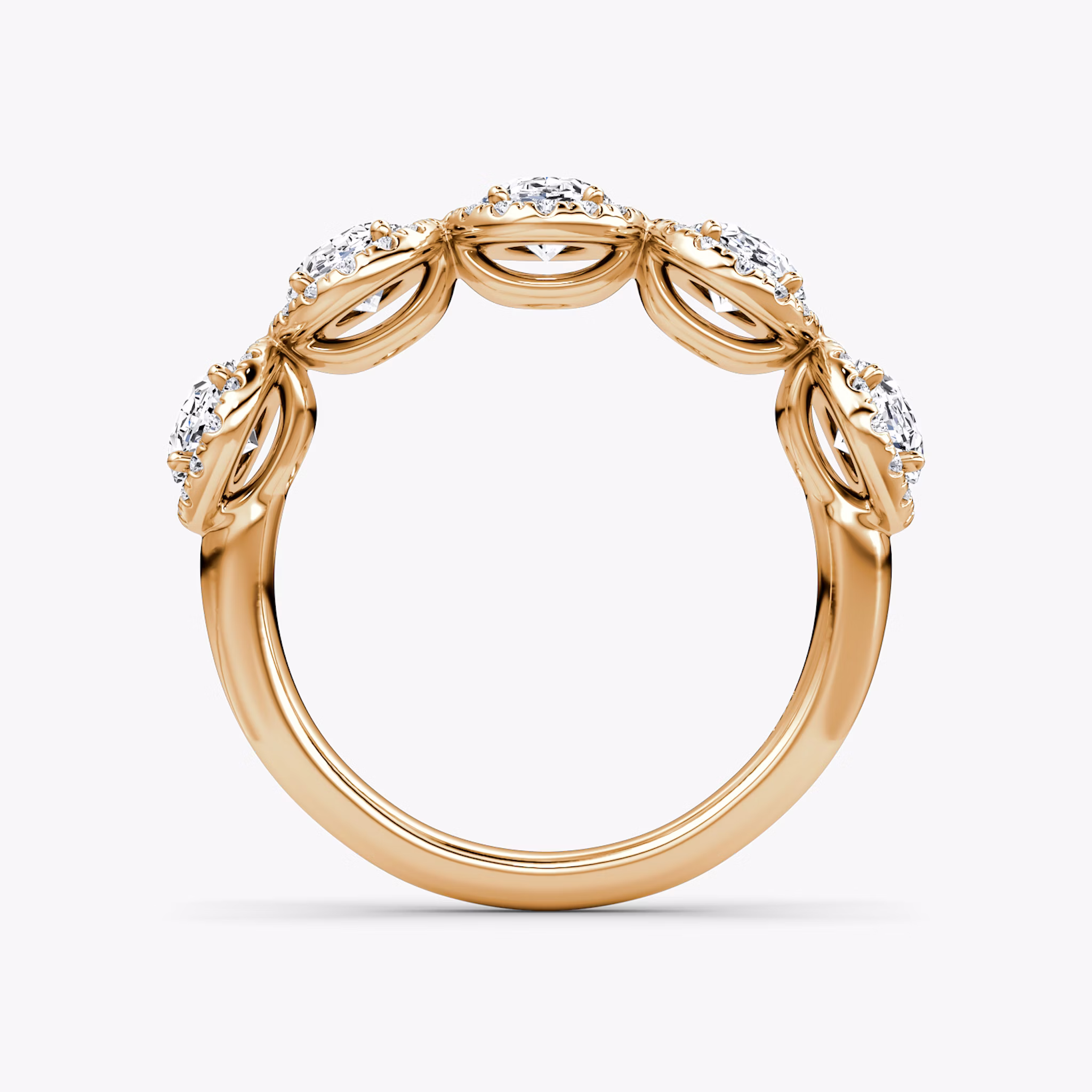 The Five Stone Halo Band | Oval | 14k | Rose Gold