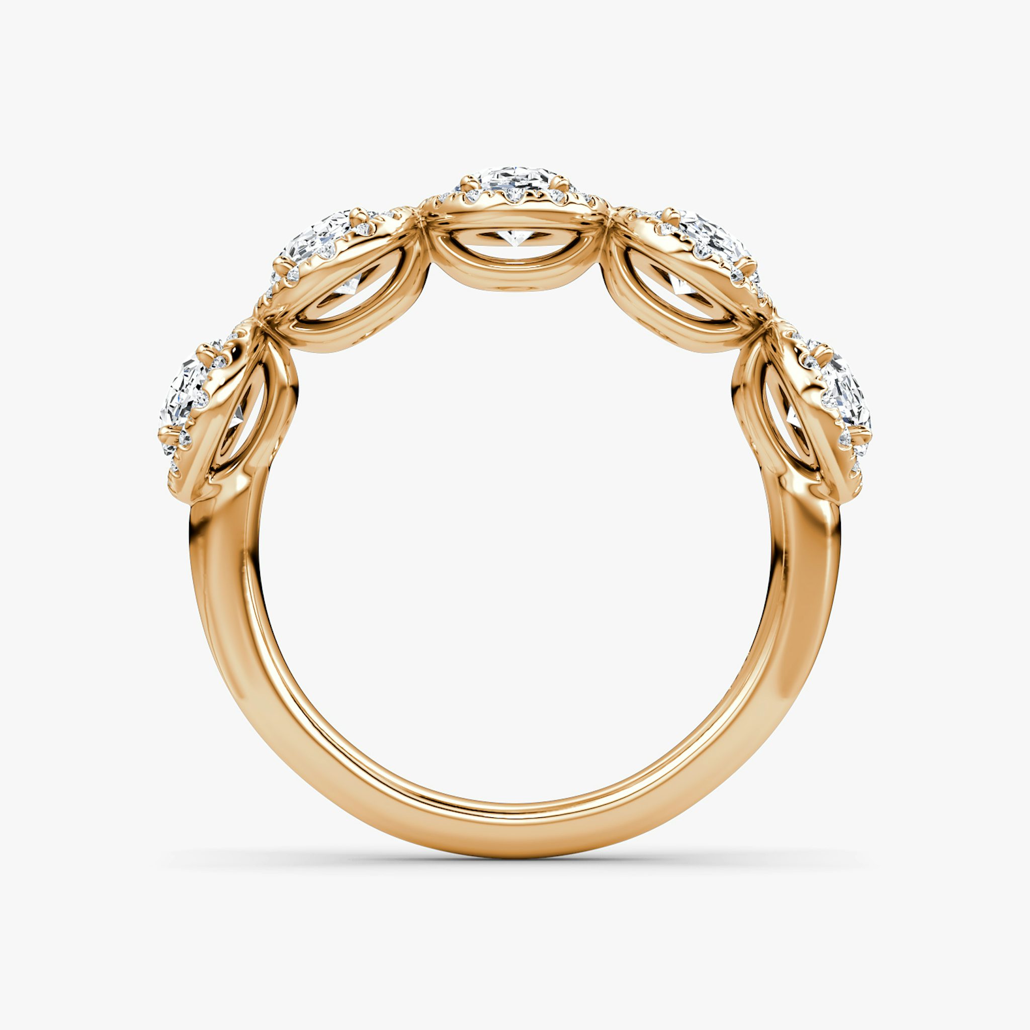 The Five Stone Halo Band | Oval | 14k | Rose Gold