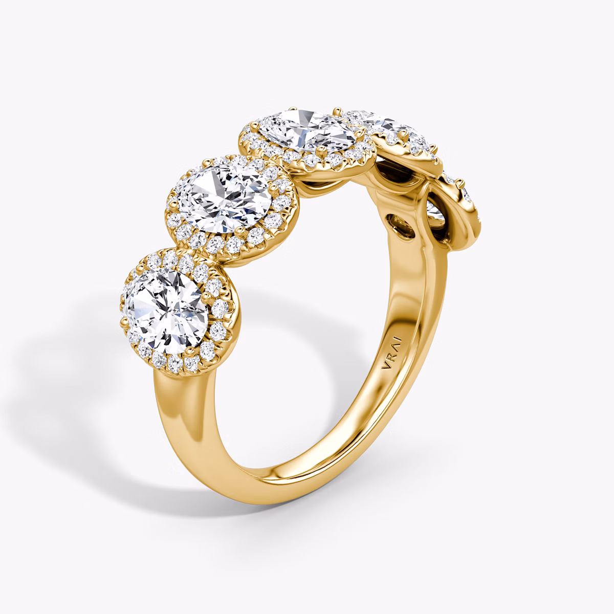 The Five Stone Halo Band | Oval | 18k | Yellow Gold