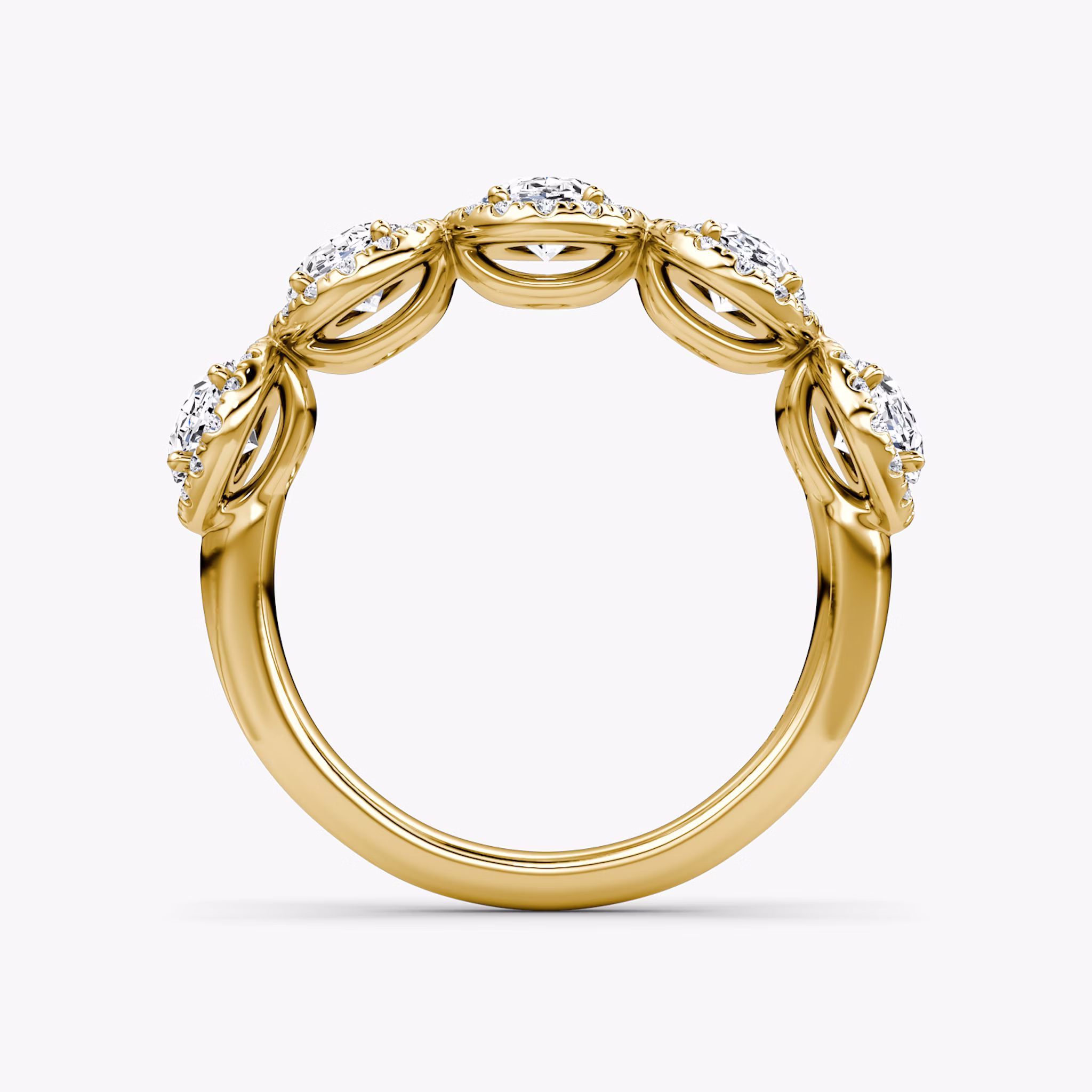 The Five Stone Halo Band | Oval | 18k | Yellow Gold