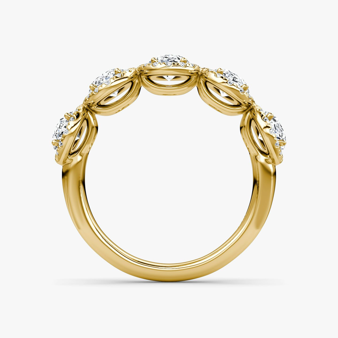 The Five Stone Halo Band | Oval | 18k | Yellow Gold
