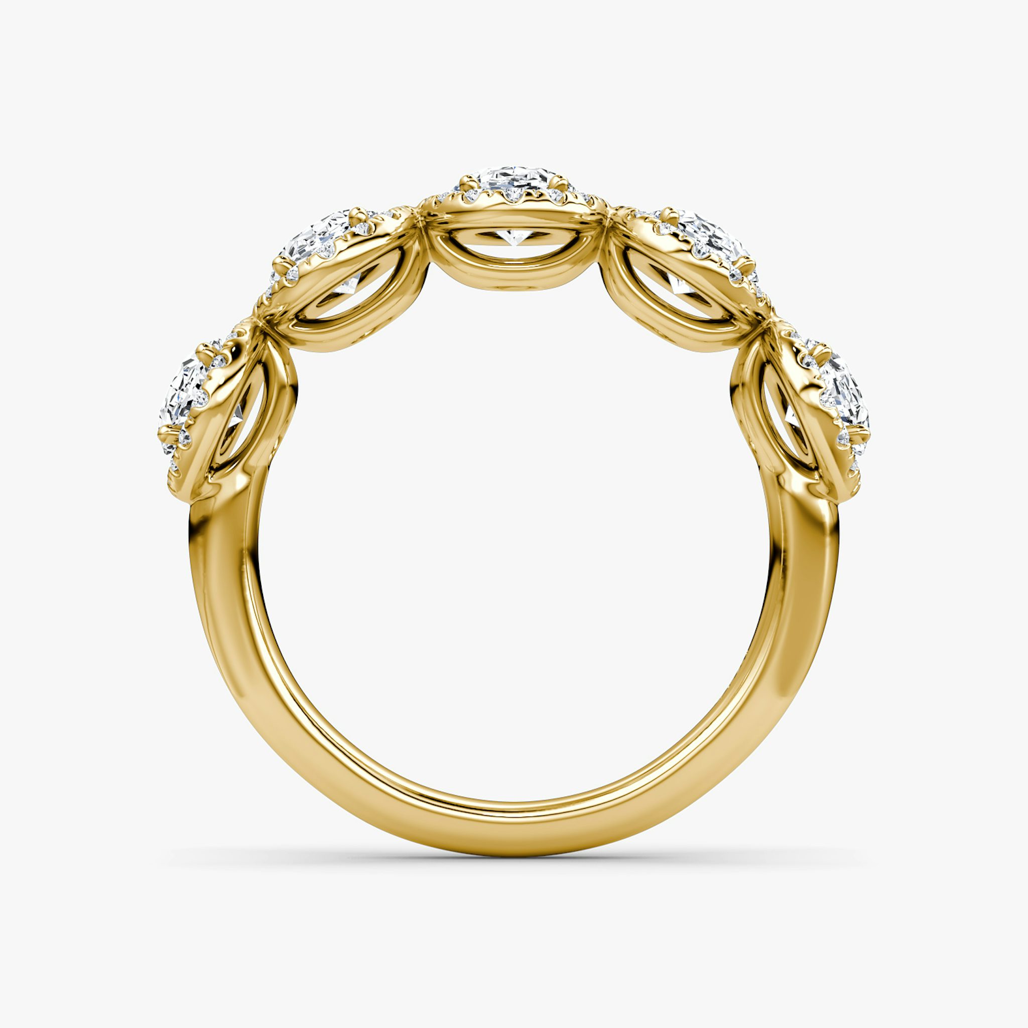 The Five Stone Halo Band | Oval | 18k | Yellow Gold