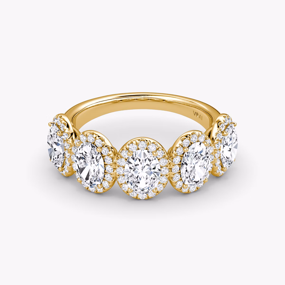 The Five Stone Halo Band | Oval | 18k | Yellow Gold