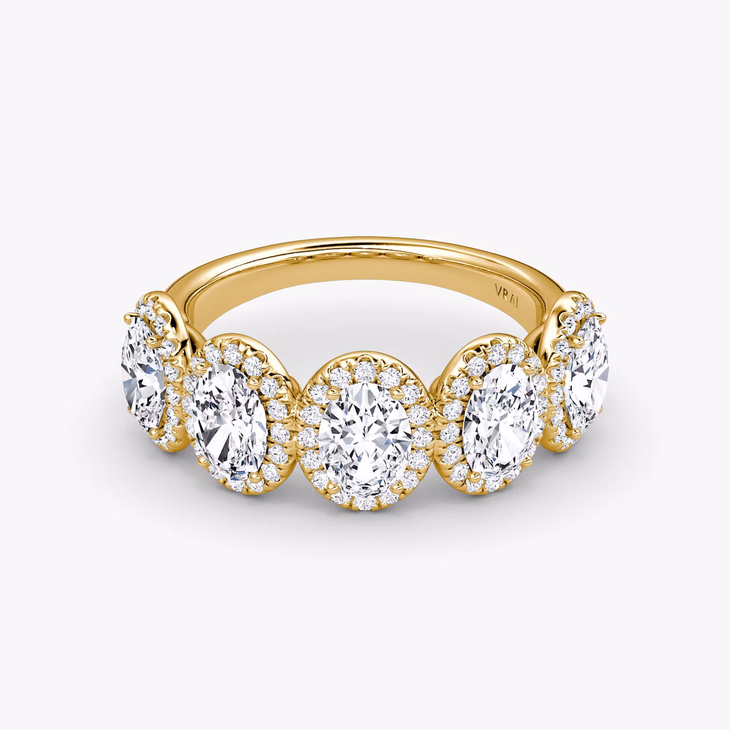 The Five Stone Halo Band | Oval | 18k | Yellow Gold