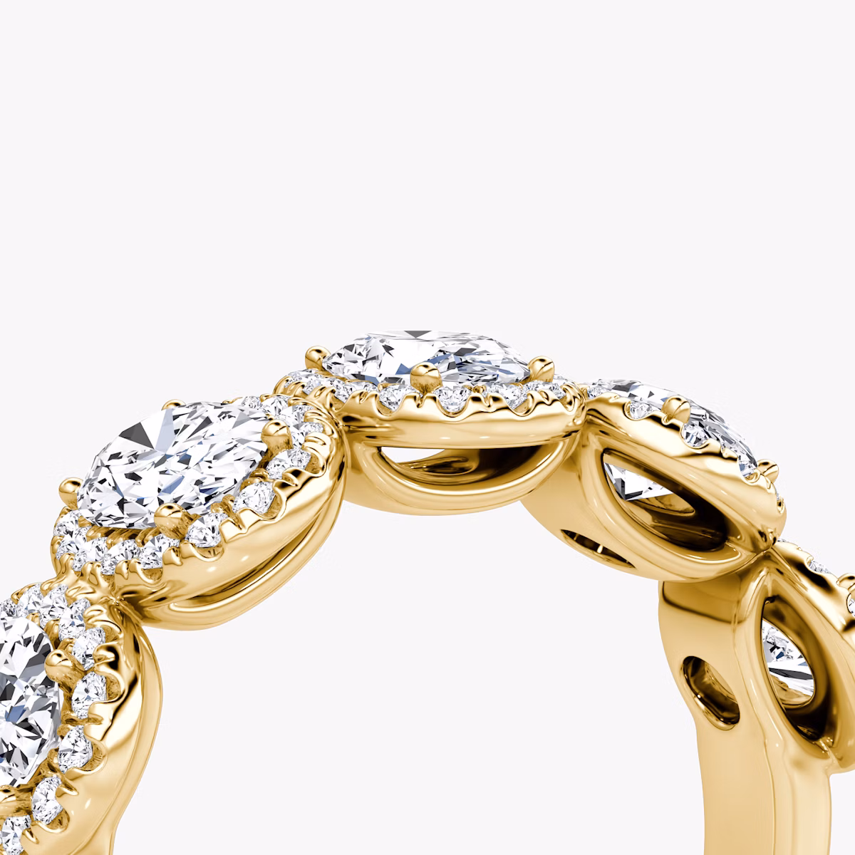 The Five Stone Halo Band | Oval | 18k | Yellow Gold