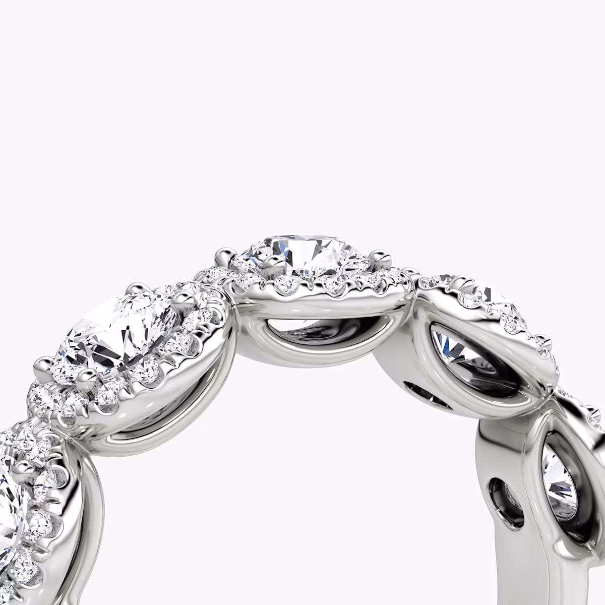 Five Stone Halo Ehering | Rund | Platin