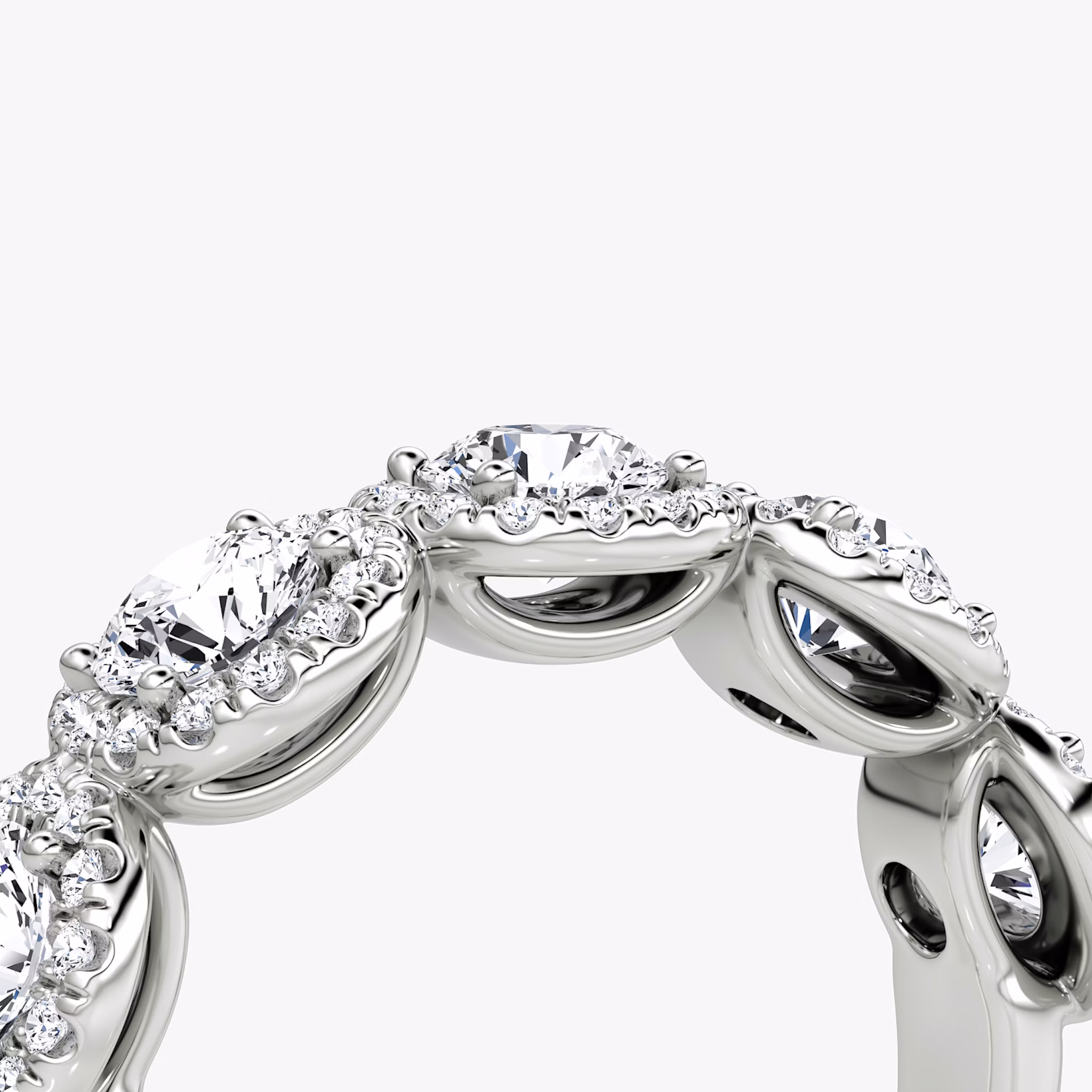 The Five Stone Halo Band | Round Brilliant | 18k | White Gold