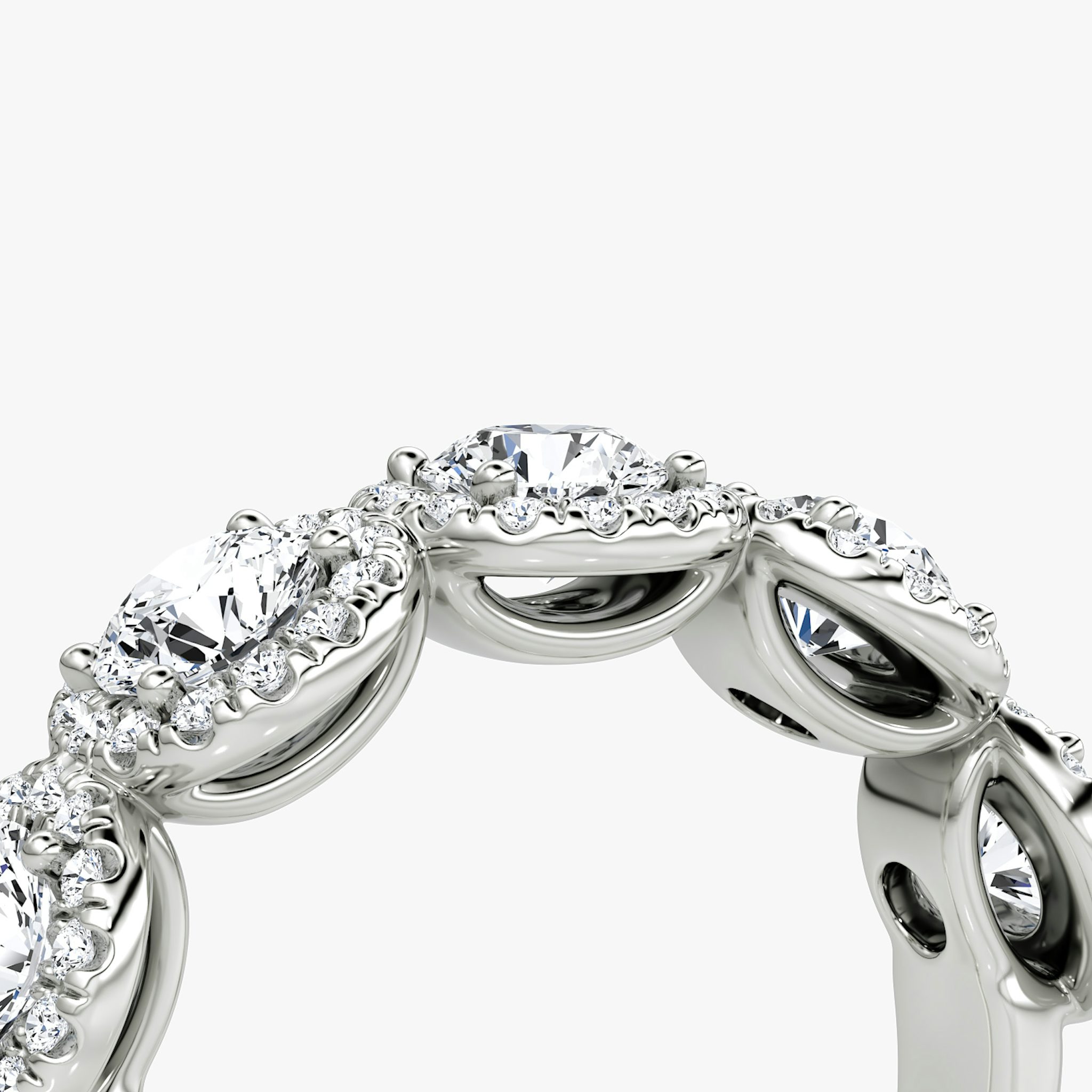The Five Stone Halo Band | Round Brilliant | 18k | White Gold