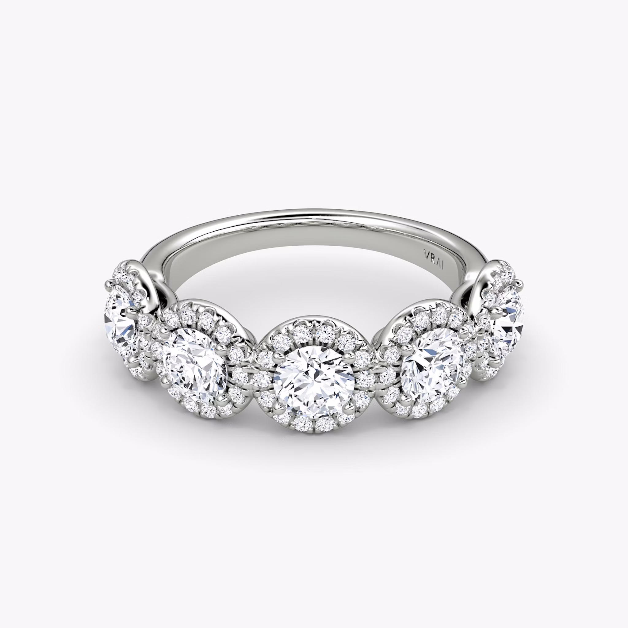 The Five Stone Halo Band | Round Brilliant | 18k | White Gold