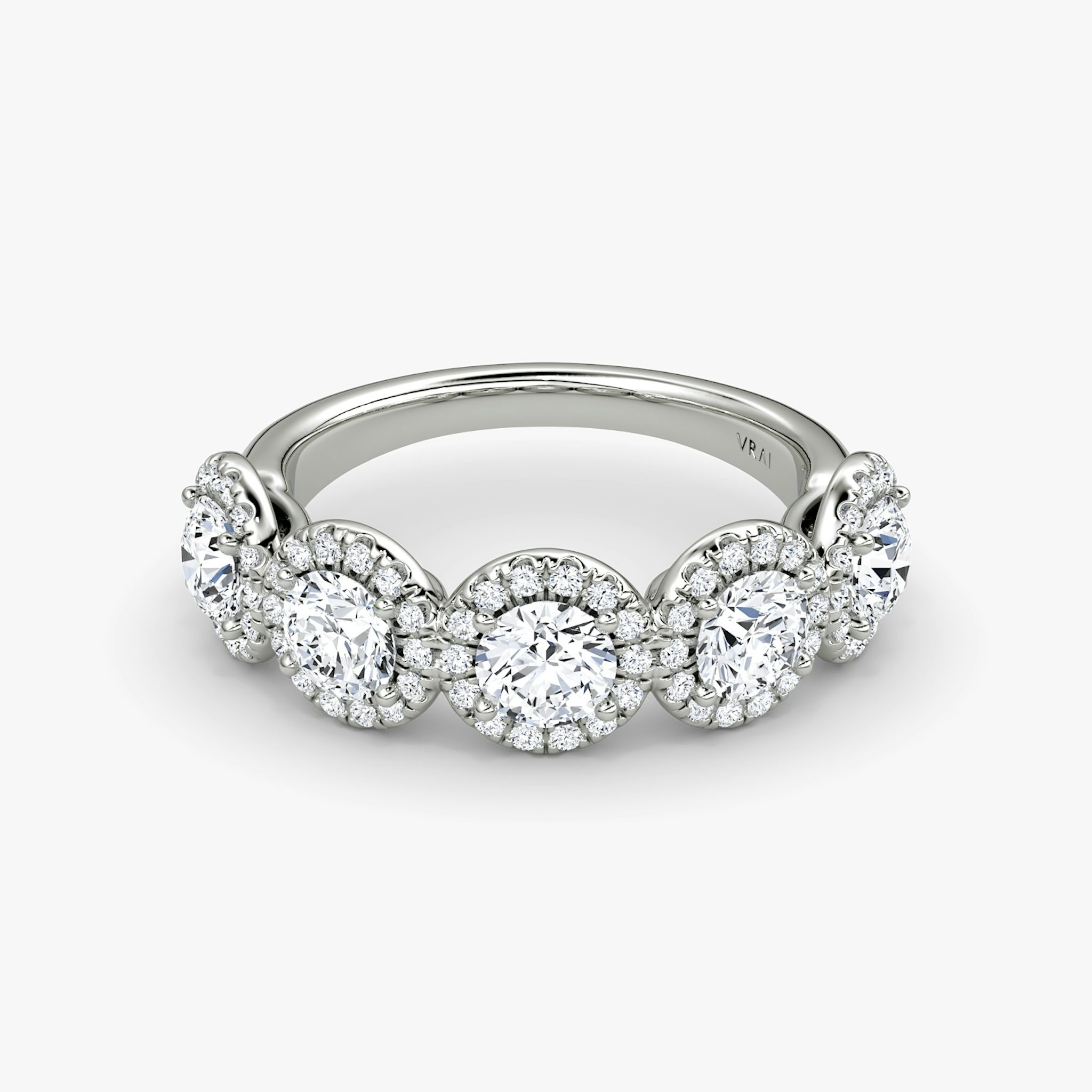 The Five Stone Halo Band | Round Brilliant | 18k | White Gold