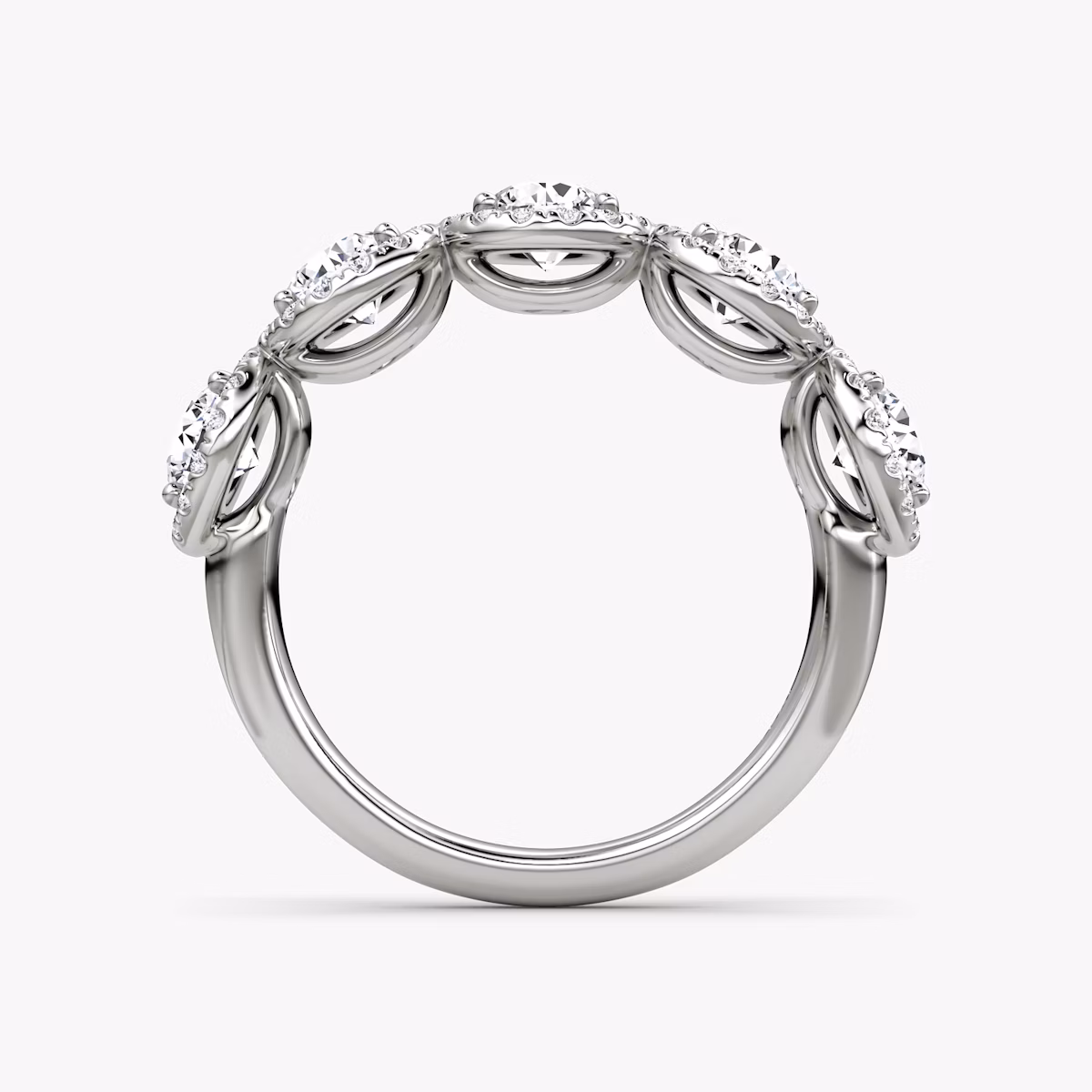 Five Stone Halo Ehering | Rund | Platin