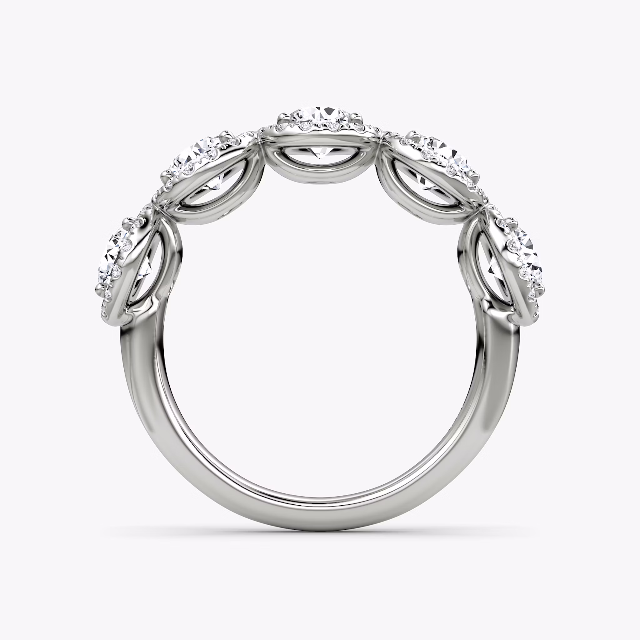 The Five Stone Halo Band | Round Brilliant | 18k | White Gold