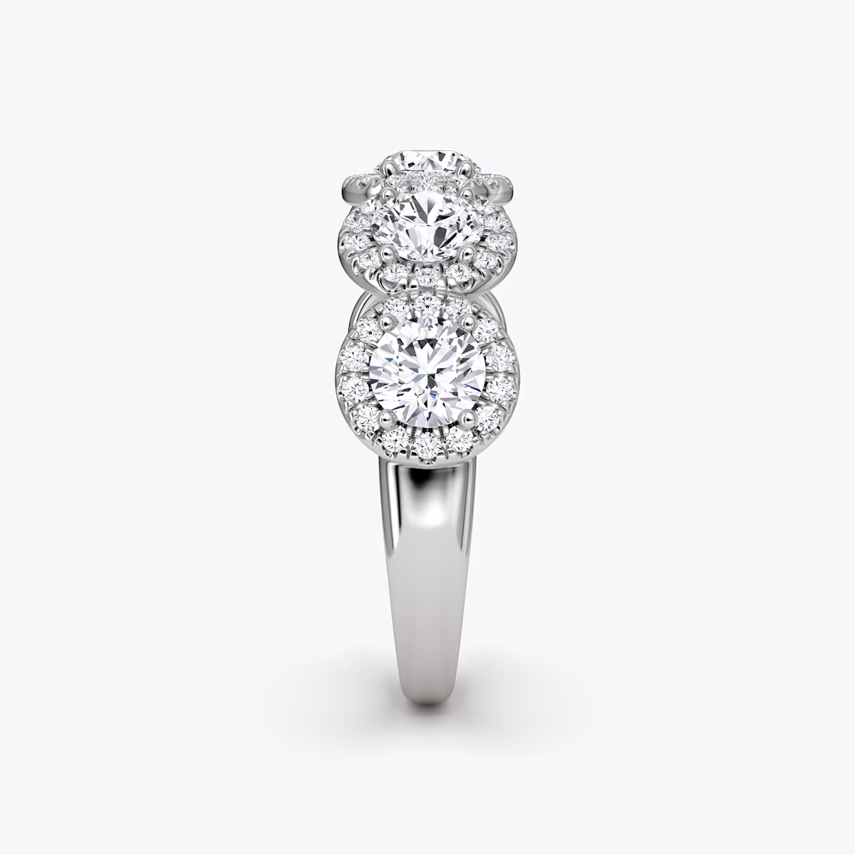 Five Stone Halo Ehering | Rund | Platin