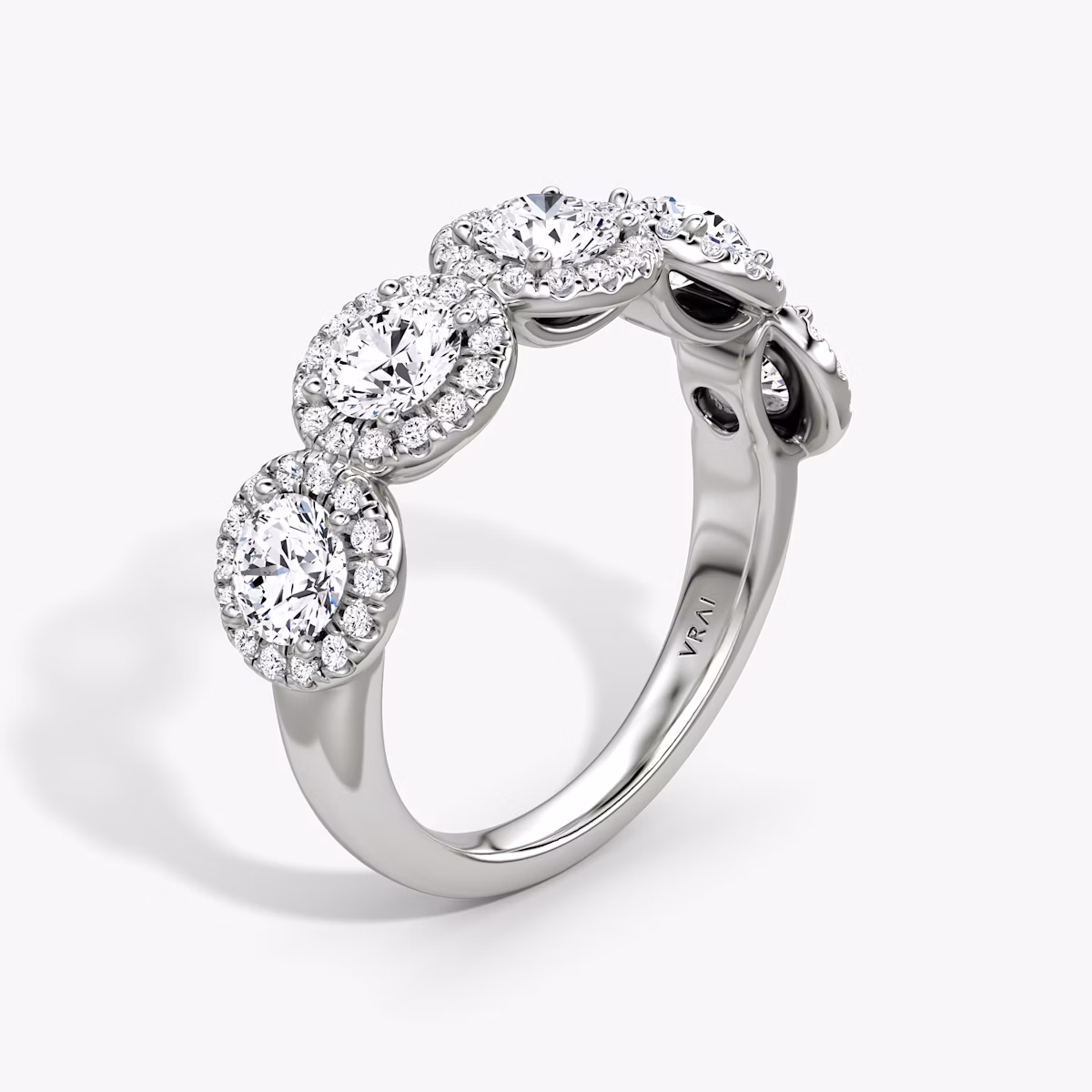 Five Stone Halo Ehering | Rund | Platin