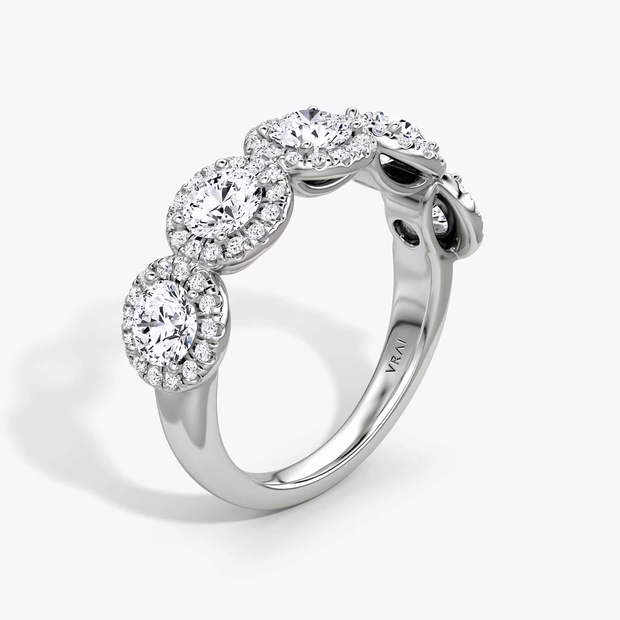 The Five Stone Halo Band | Round Brilliant | 18k | White Gold
