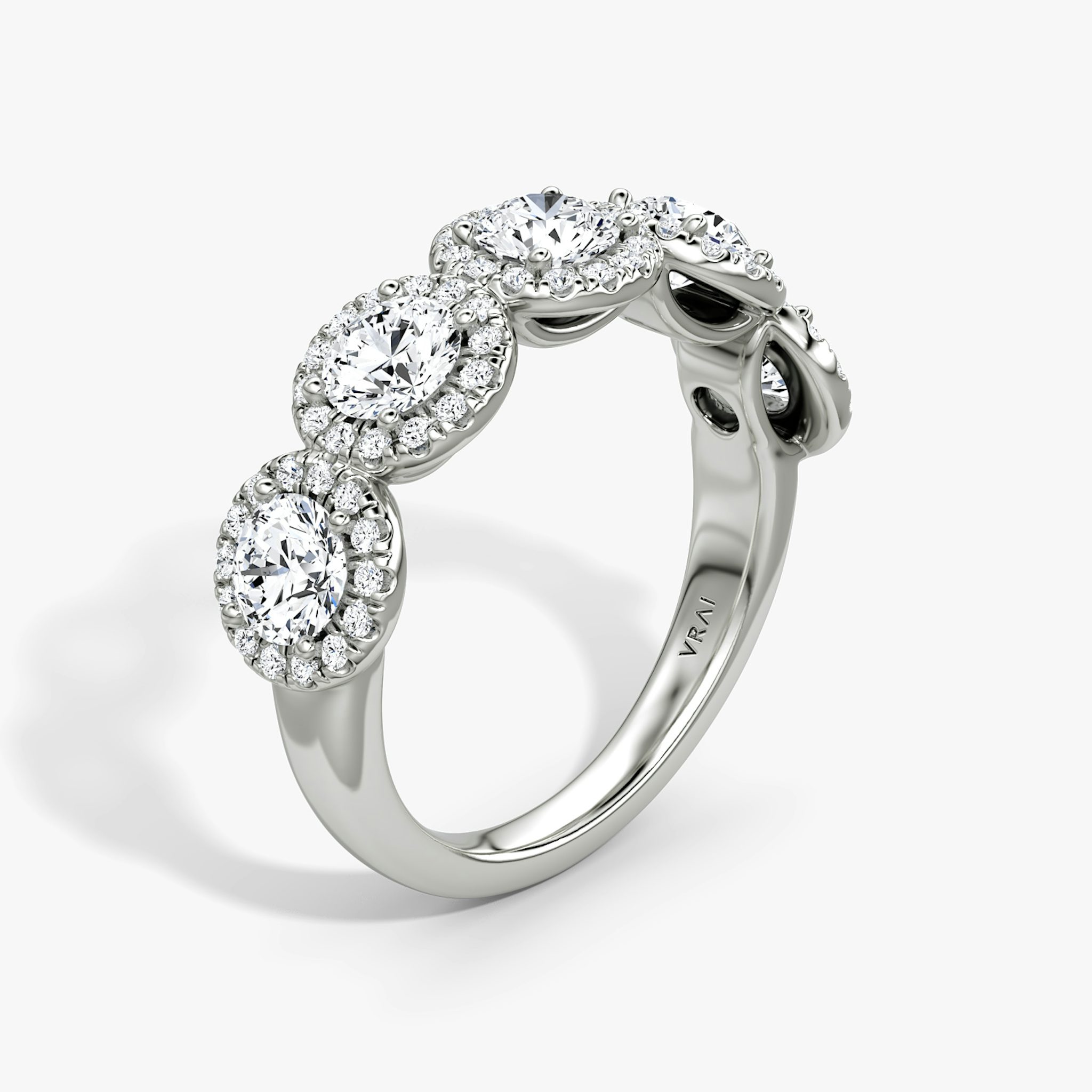 The Five Stone Halo Band | Round Brilliant | 18k | White Gold