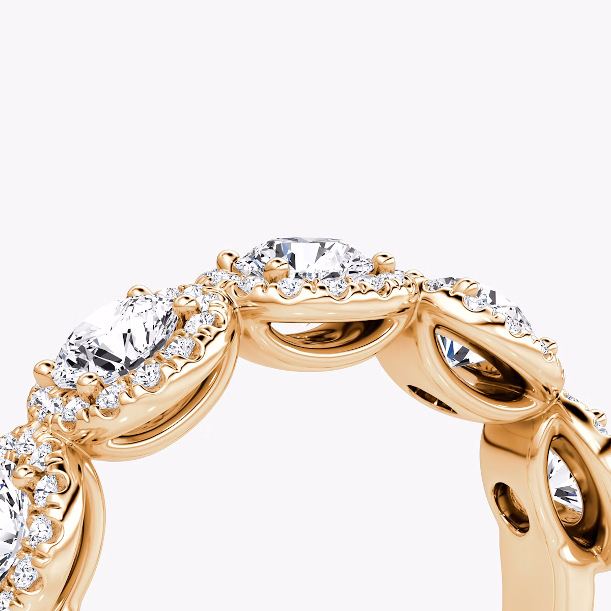 The Five Stone Halo Band | Round Brilliant | 14k | Rose Gold