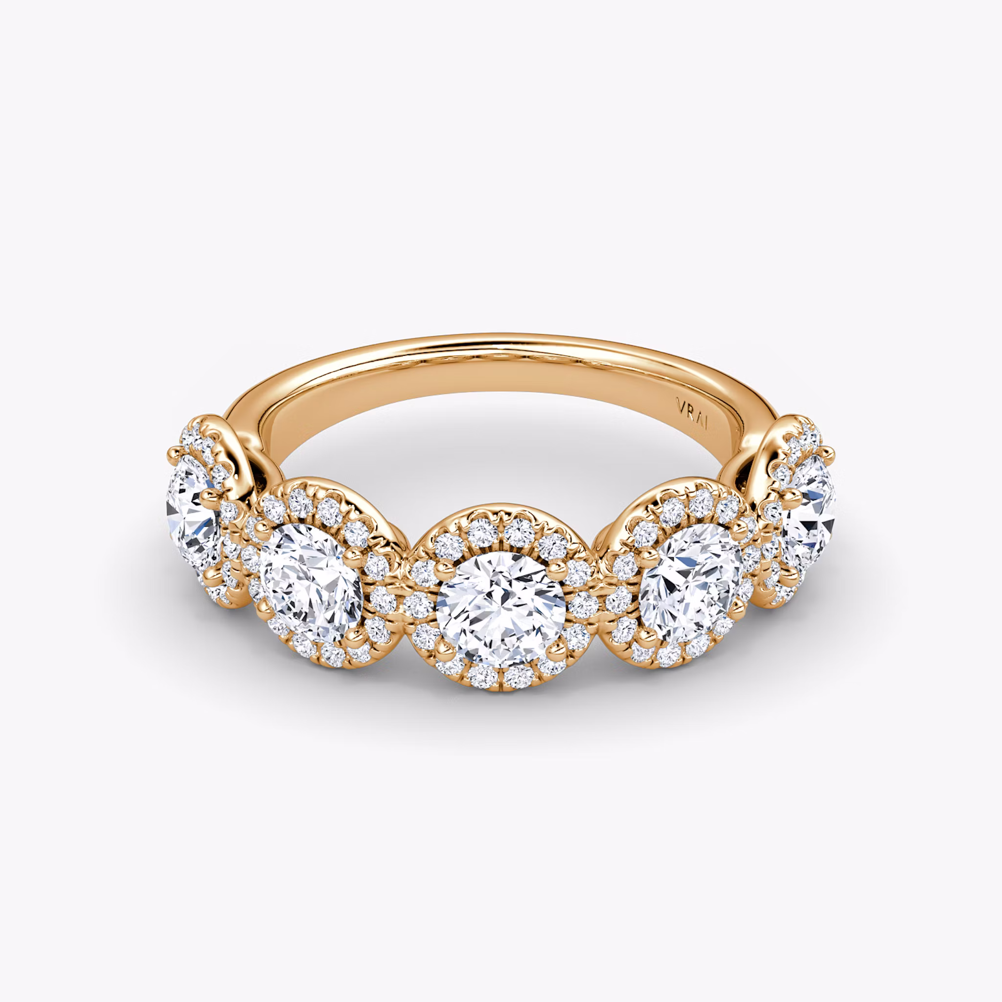 The Five Stone Halo Band Round Brilliant | Rose Gold