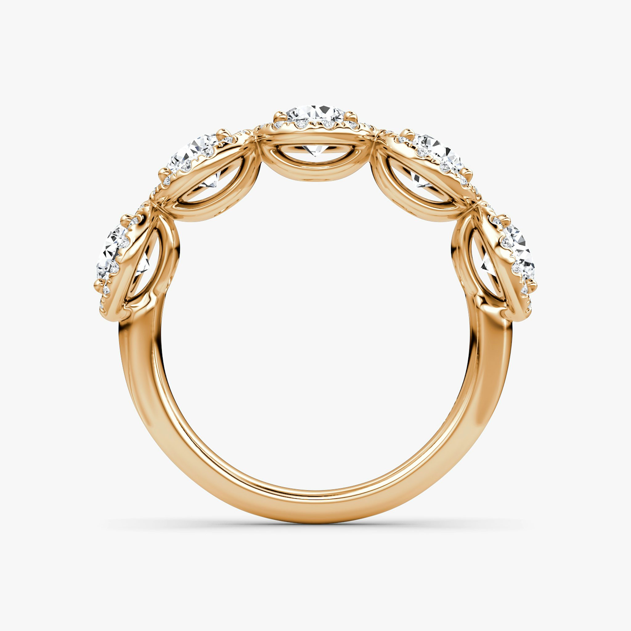The Five Stone Halo Band | Round Brilliant | 14k | Rose Gold