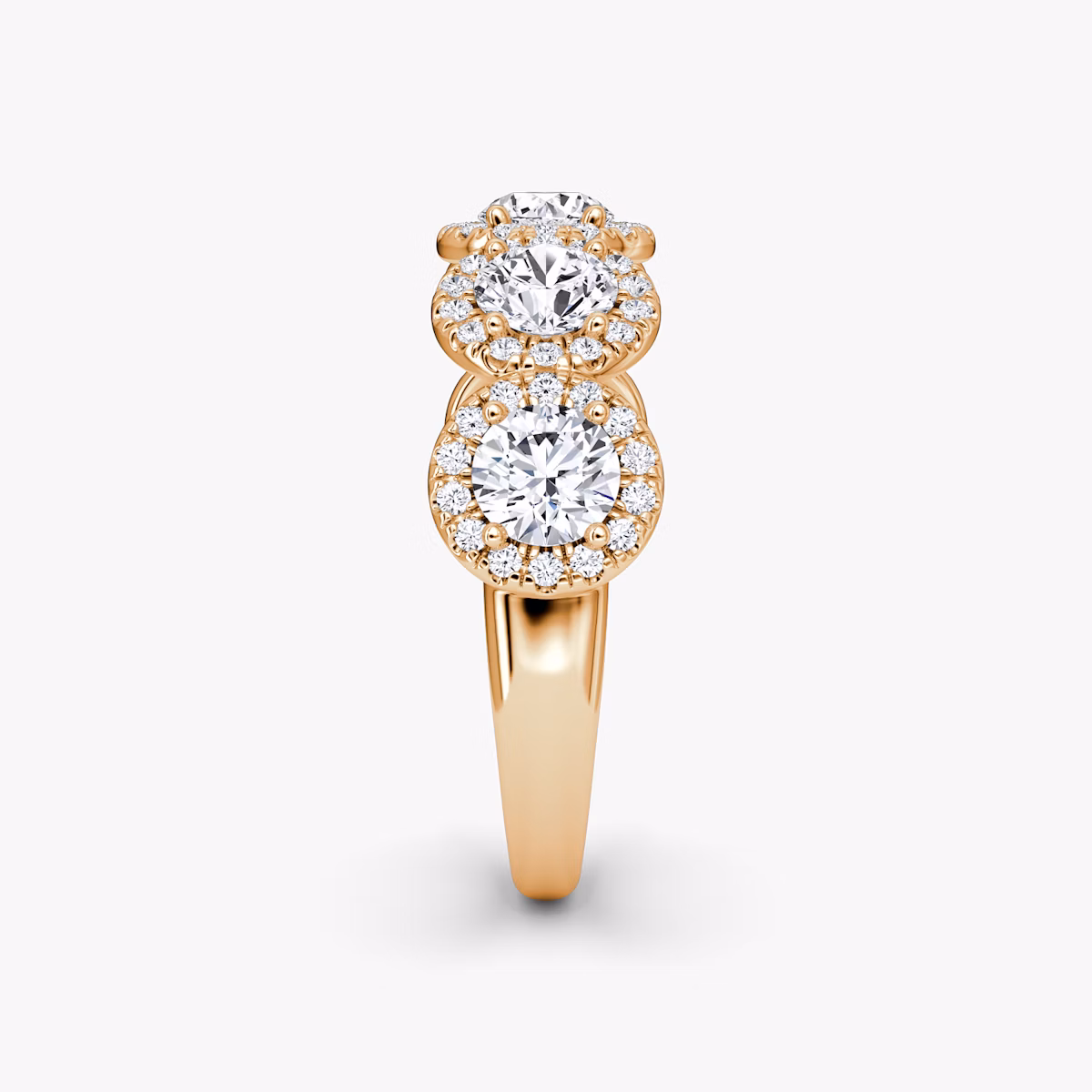The Five Stone Halo Band | Round Brilliant | 14k | Rose Gold