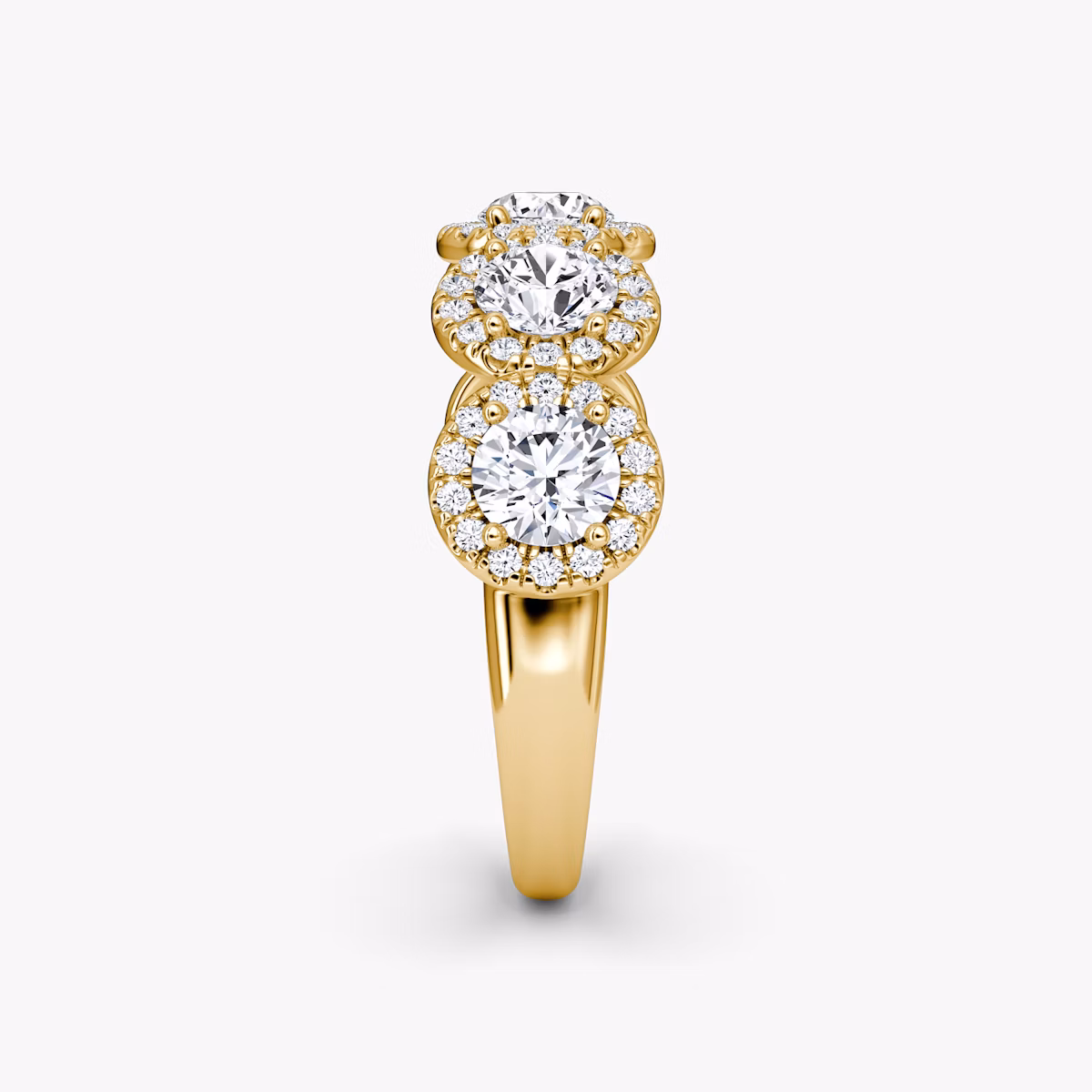 Five Stone Halo Ehering | Rund | 18k | Gelbgold