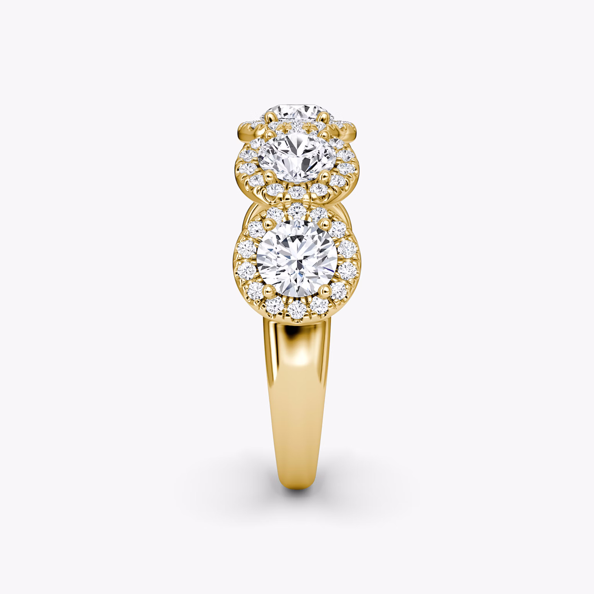 The Five Stone Halo Band | Round Brilliant | 18k | Yellow Gold