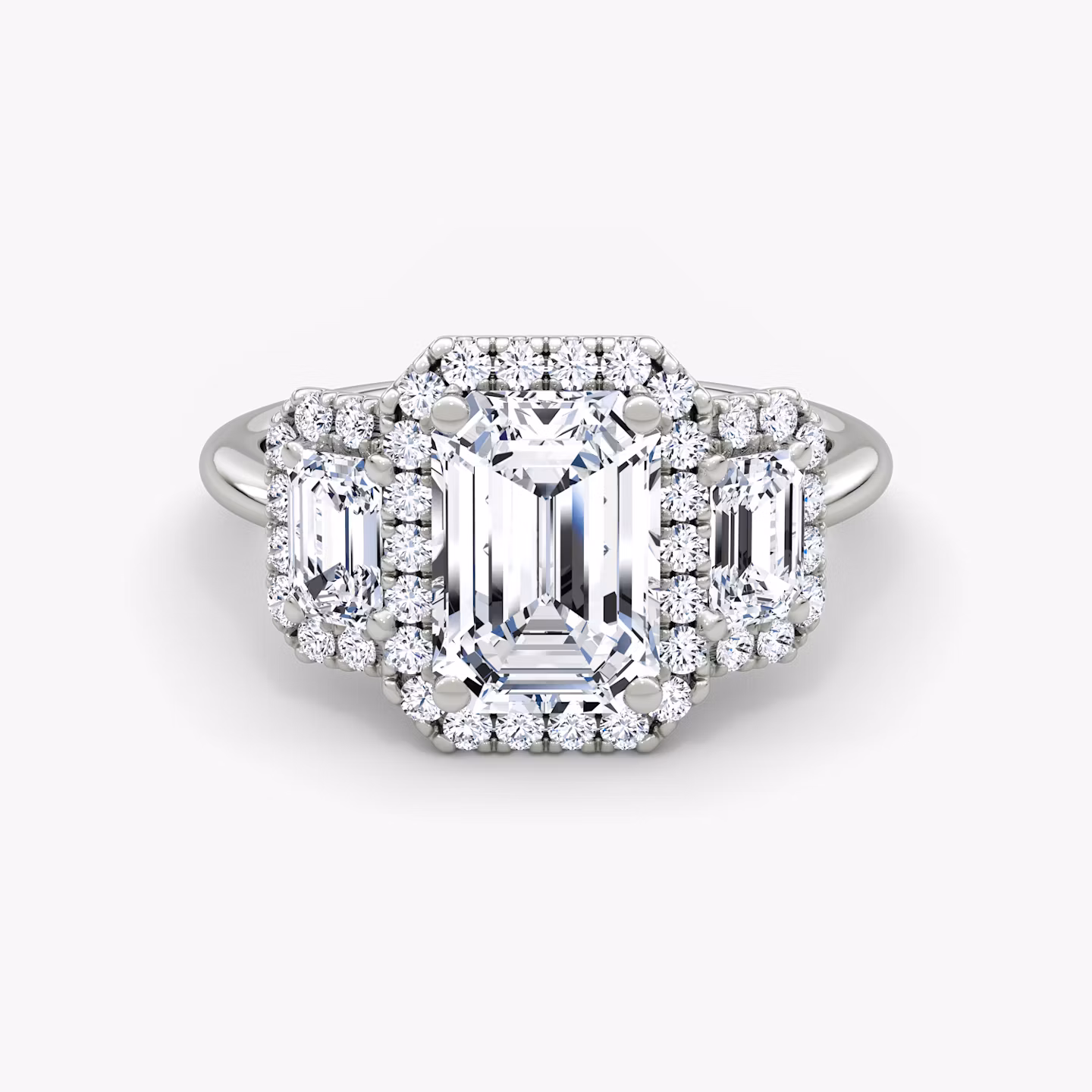 The Three Stone Halo Emerald | Platinum