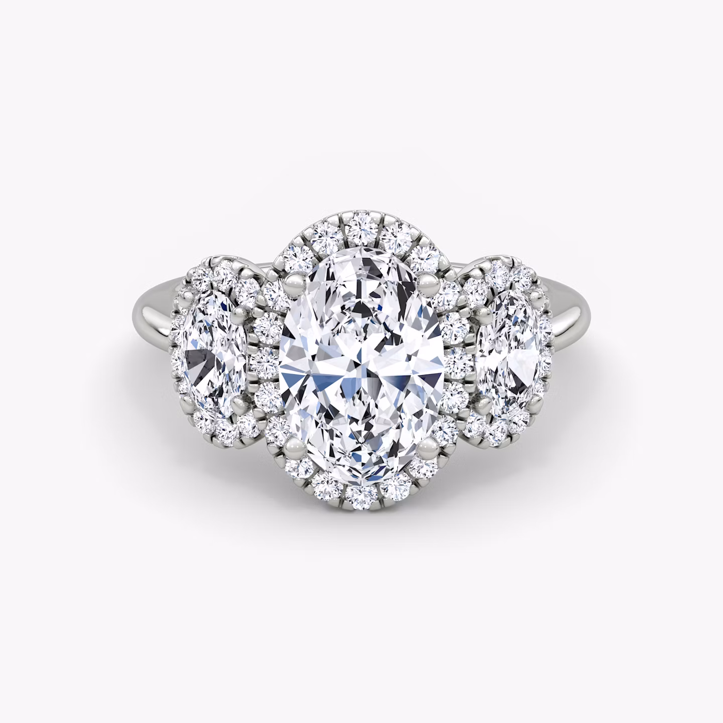 The Three Stone Halo Oval | Platinum