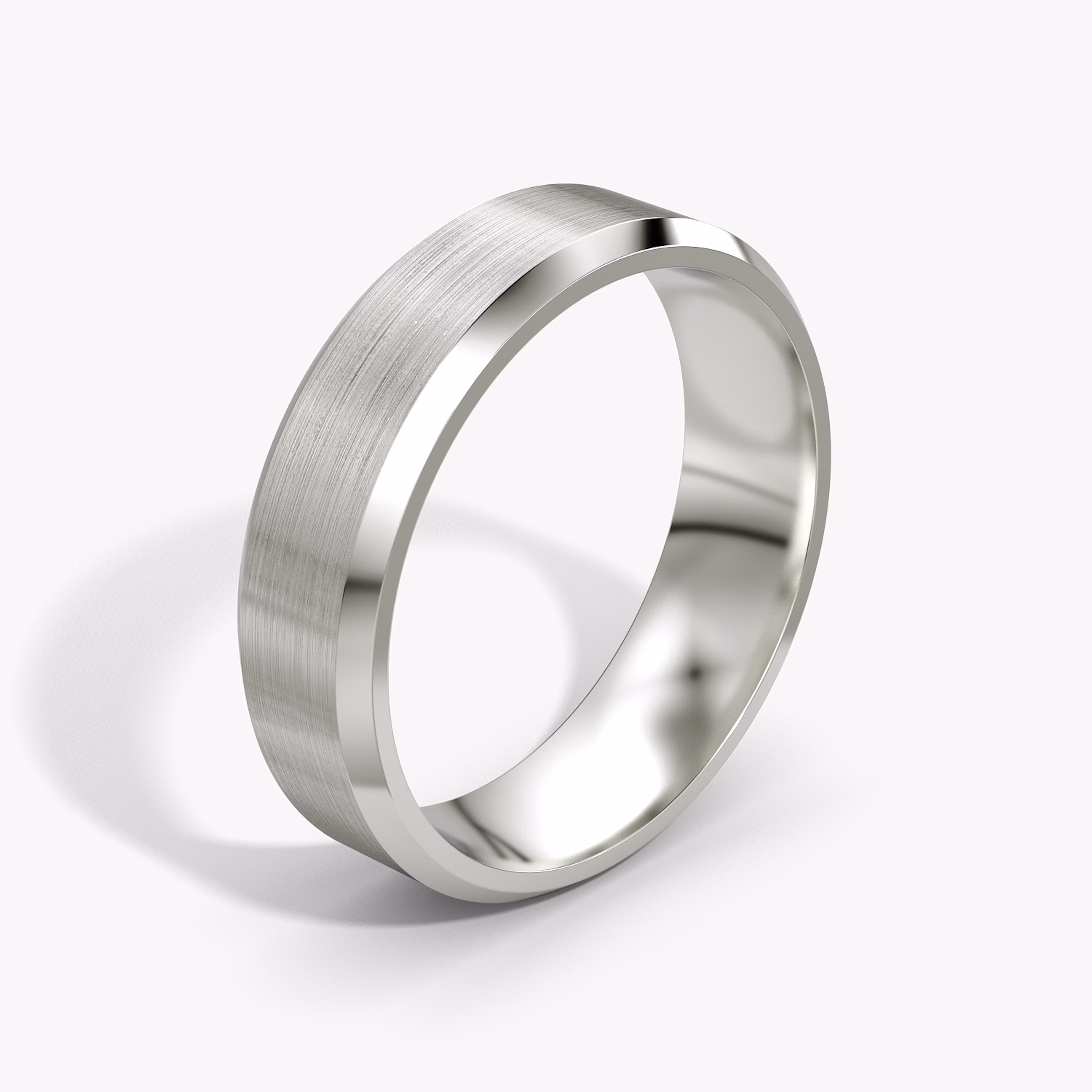 Brushed Bevel Platinum Wedding Ring