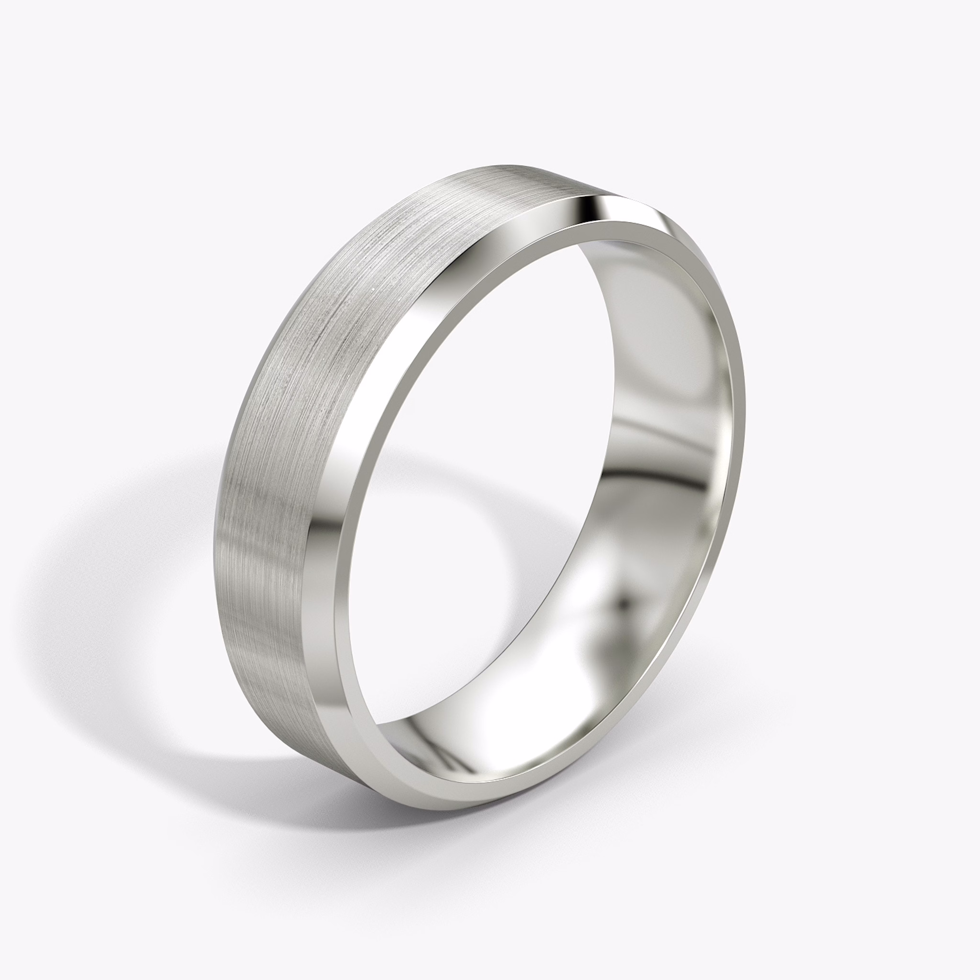 Brushed Bevel Platinum Wedding Ring