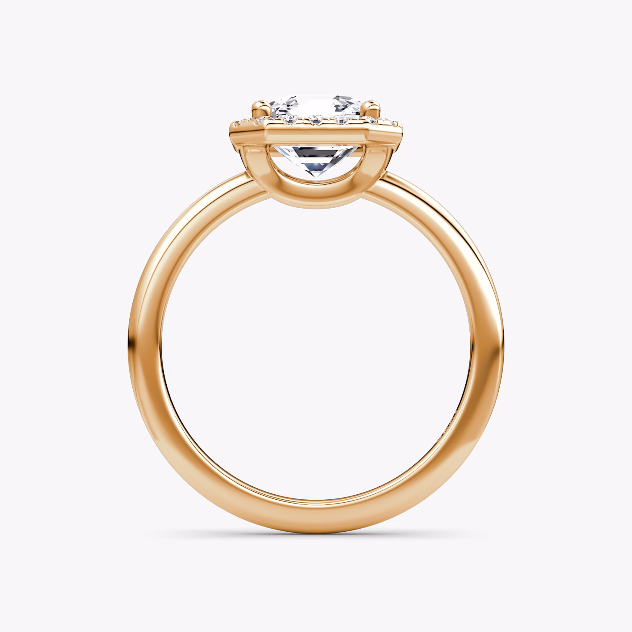 The Halo | Asscher | 14k | Rose Gold | bandAccent: Plain | haloSize: original | diamondOrientation: vertical | caratWeight: other
