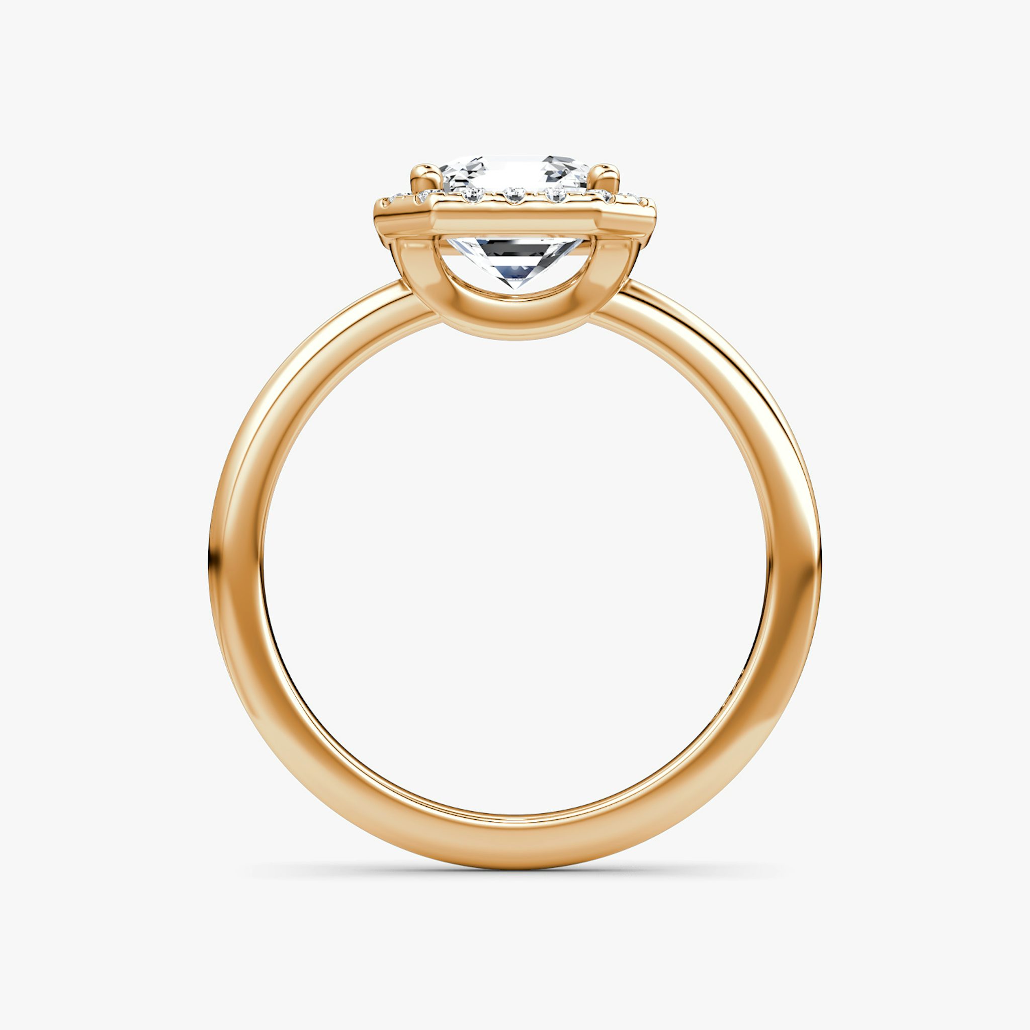 The Halo | Asscher | 14k | Rose Gold | bandAccent: Plain | haloSize: original | diamondOrientation: vertical | caratWeight: other
