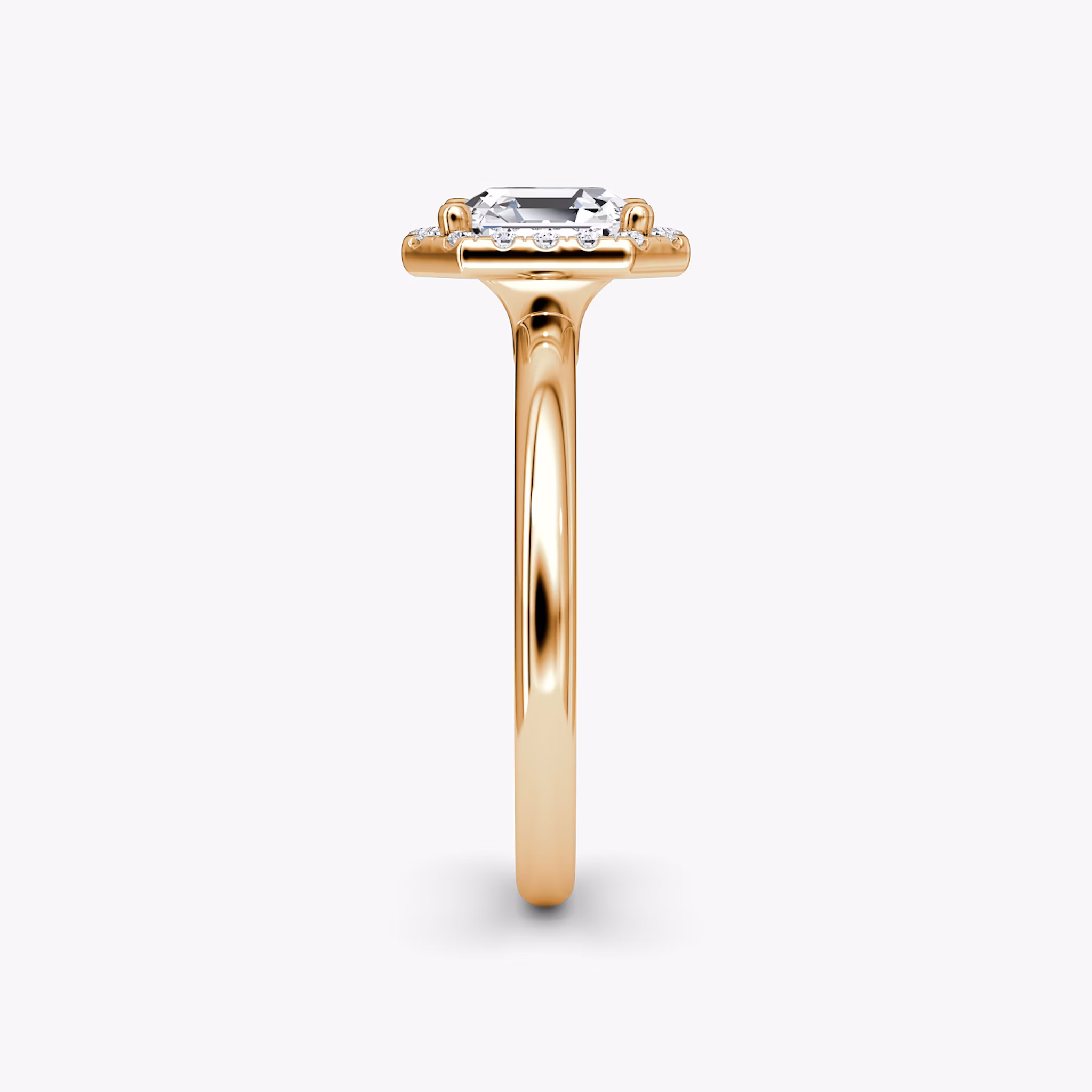 The Halo | Asscher | 14k | Rose Gold | bandAccent: Plain | haloSize: original | diamondOrientation: vertical | caratWeight: other