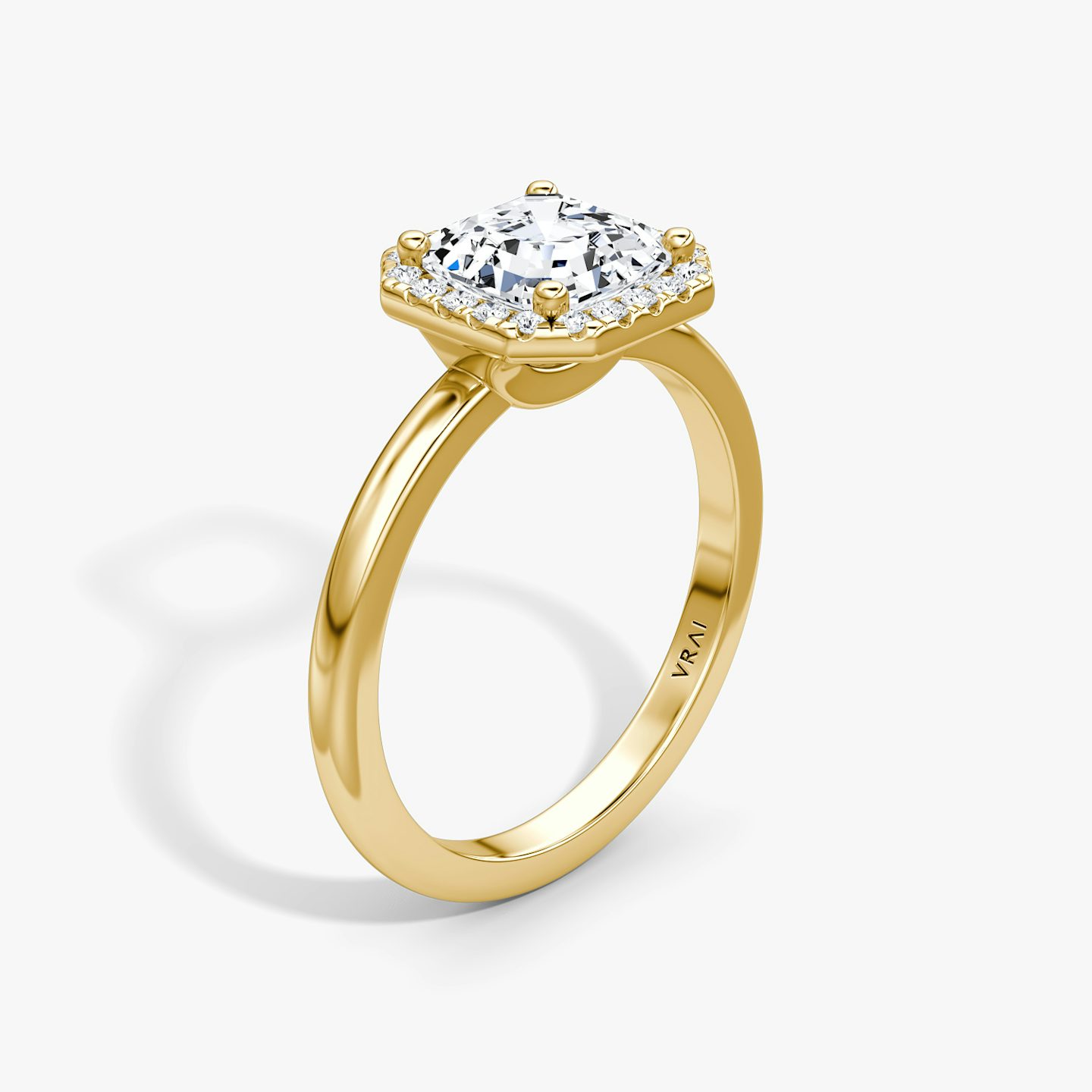 The Halo | Asscher | 18k | Yellow Gold | bandAccent: Plain | haloSize: original | diamondOrientation: vertical | caratWeight: other