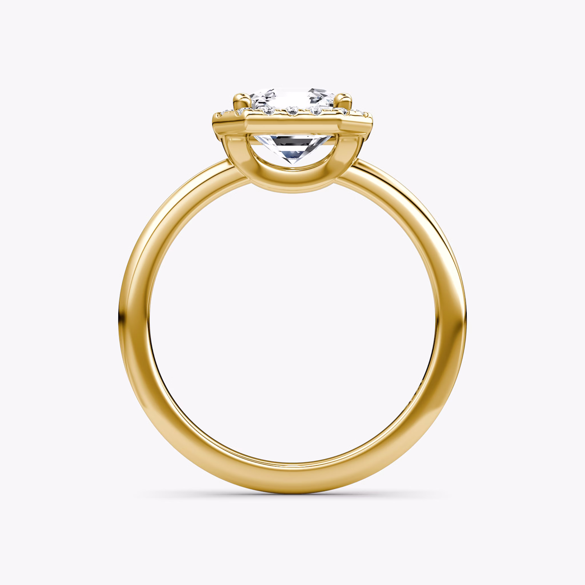 The Halo | Asscher | 18k | Yellow Gold | bandAccent: Plain | haloSize: original | diamondOrientation: vertical | caratWeight: other