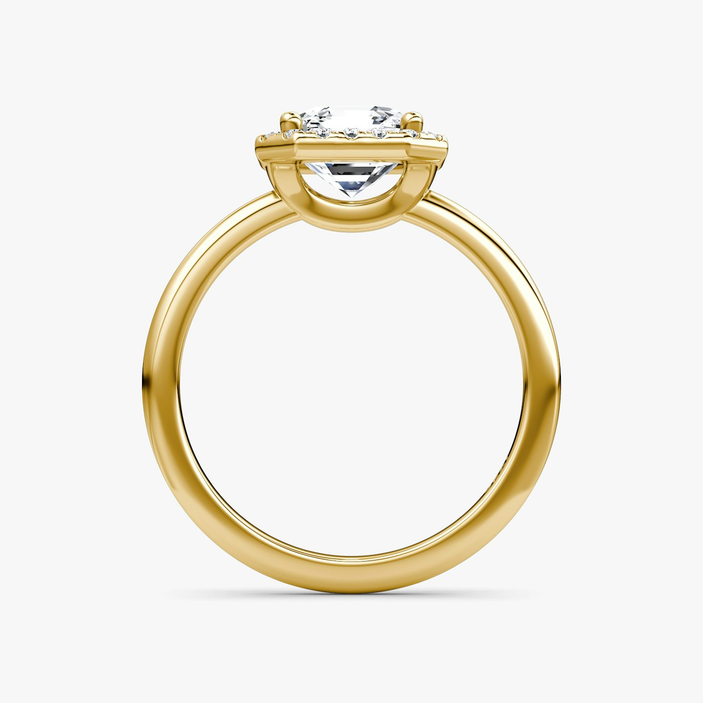 The Halo | Asscher | 18k | Yellow Gold | bandAccent: Plain | haloSize: original | diamondOrientation: vertical | caratWeight: other