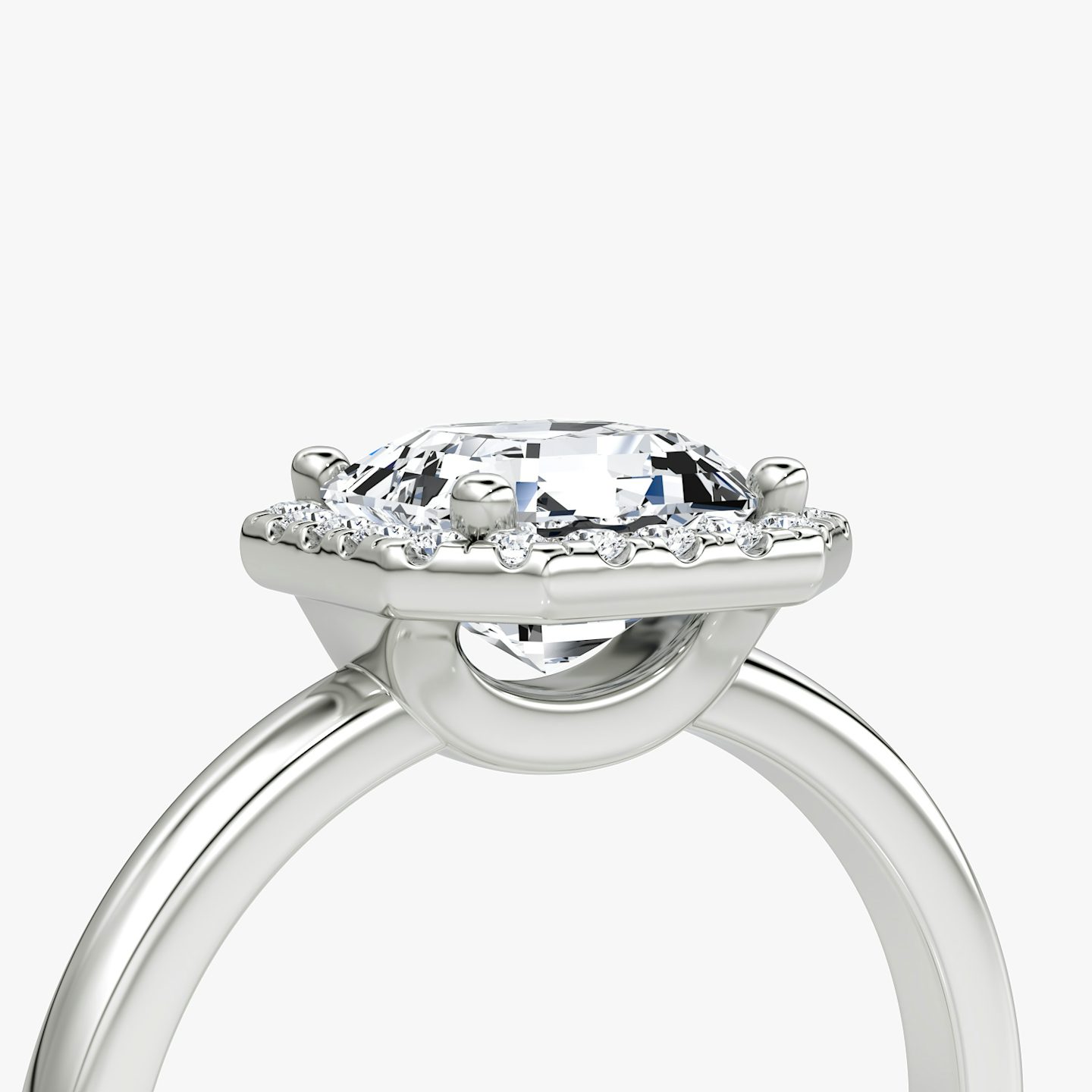 The Halo | Asscher | 18k | White Gold | bandAccent: Plain | haloSize: original | diamondOrientation: vertical | caratWeight: other
