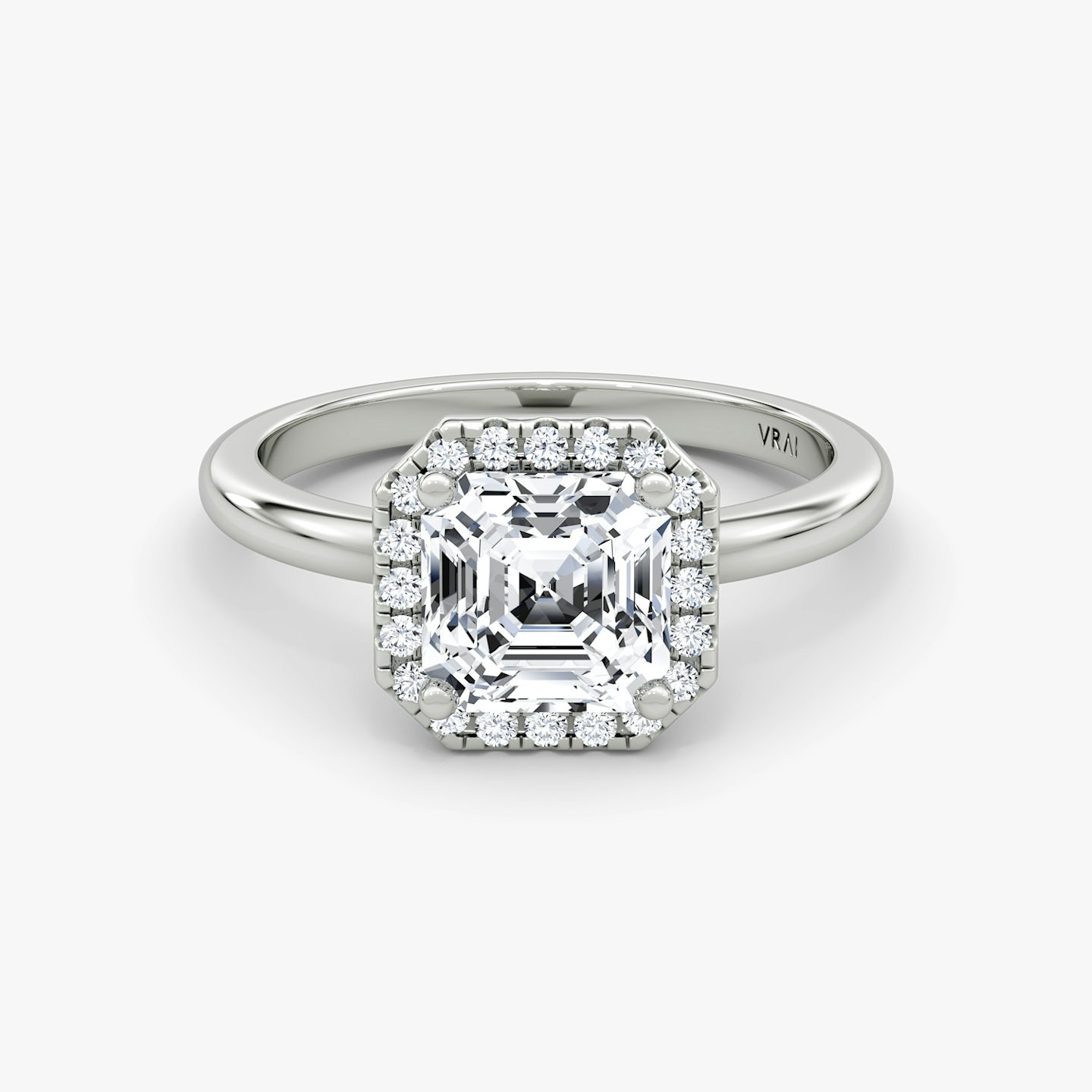 The Halo | Asscher | 18k | White Gold | bandAccent: Plain | haloSize: original | diamondOrientation: vertical | caratWeight: other