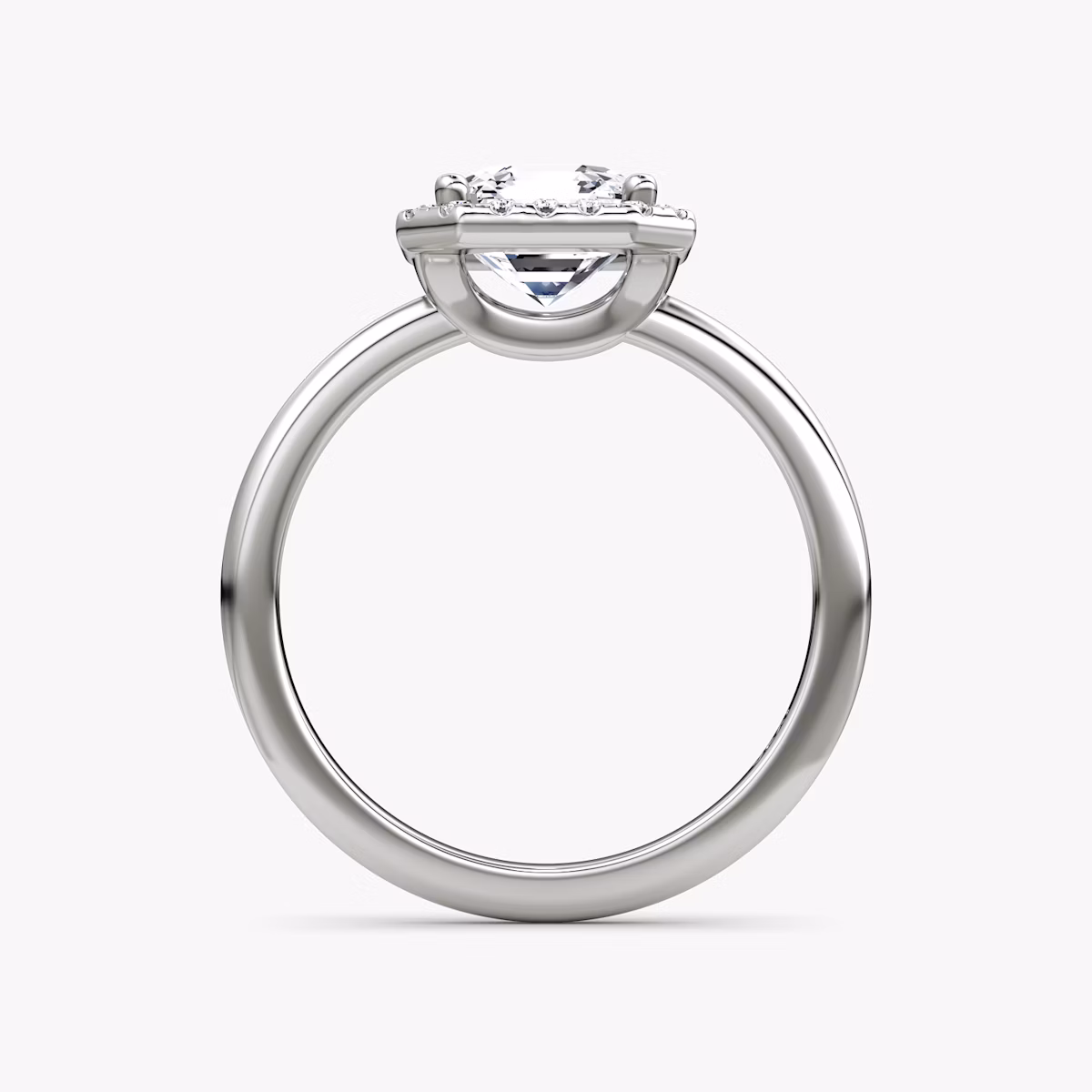 The Halo | Asscher | Platinum | bandAccent: Plain | haloSize: original | diamondOrientation: vertical | caratWeight: other