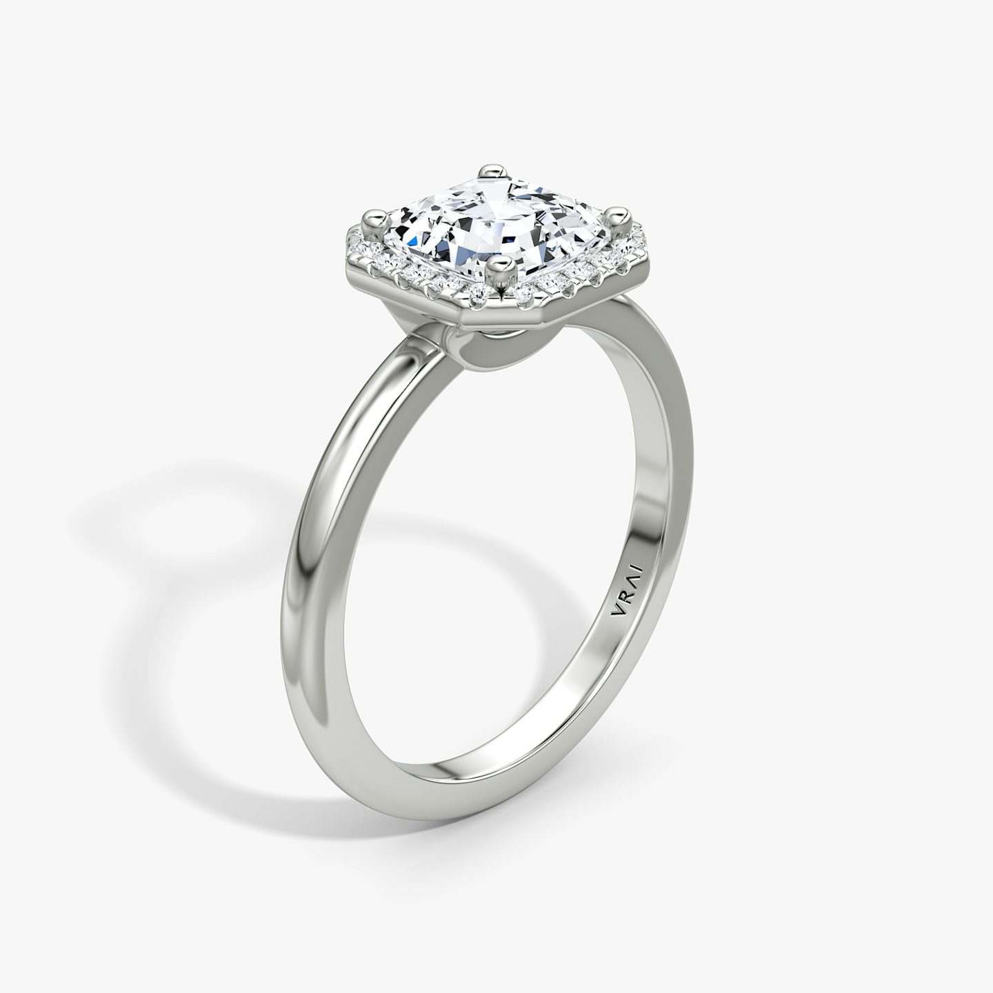 The Halo | Asscher | 18k | White Gold | bandAccent: Plain | haloSize: original | diamondOrientation: vertical | caratWeight: other