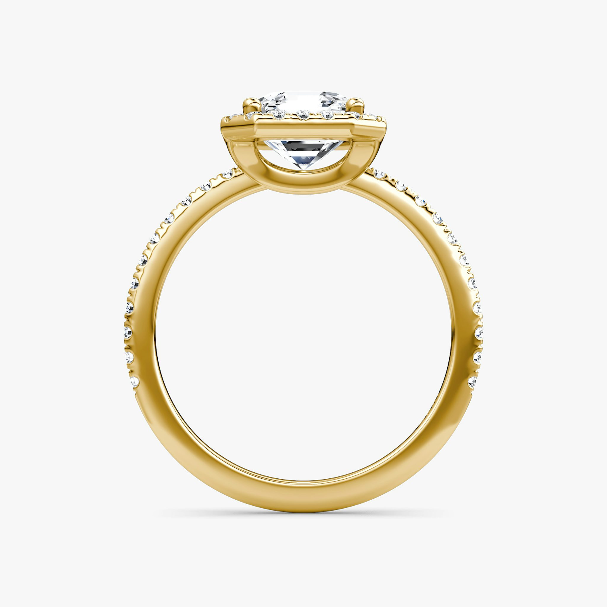 The Halo | Asscher | 18k | Yellow Gold | bandAccent: Pavé | haloSize: original | diamondOrientation: vertical | caratWeight: other