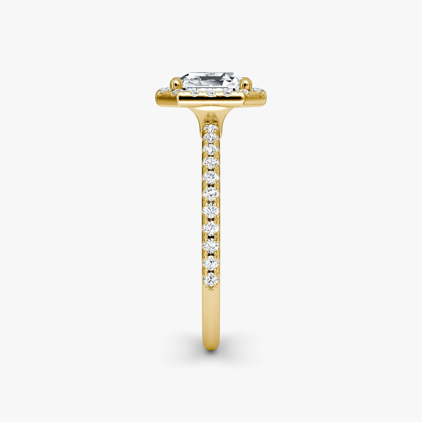 The Halo | Asscher | 18k | Yellow Gold | bandAccent: Pavé | haloSize: original | diamondOrientation: vertical | caratWeight: other
